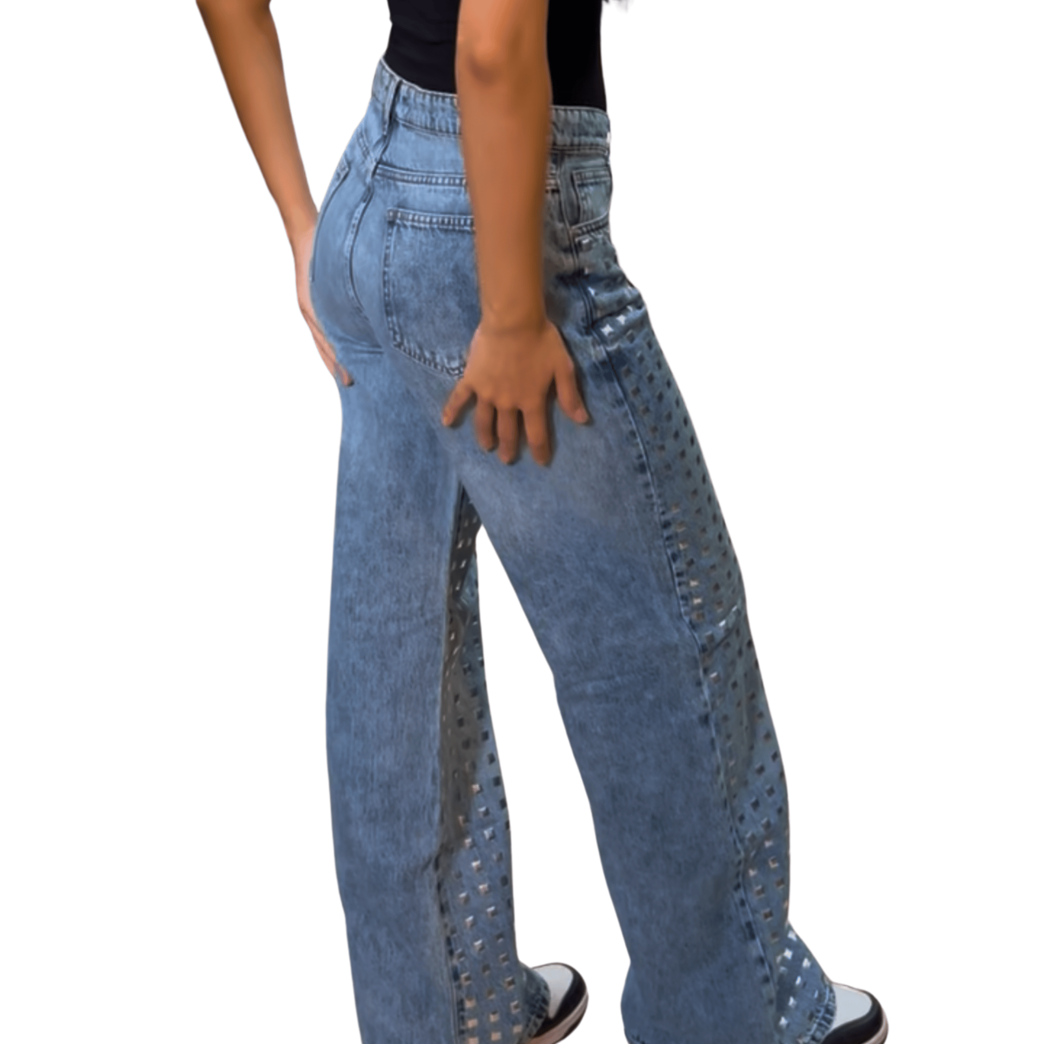 Grid squares Wide-Leg Jeans