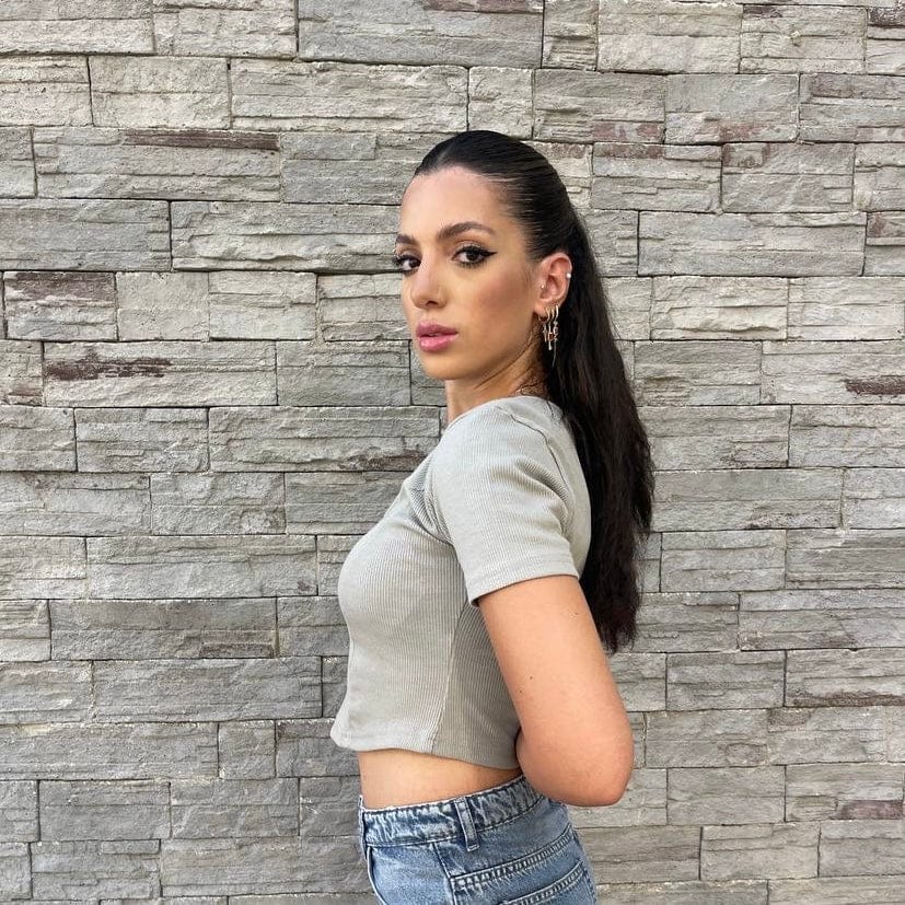 Basic Crop Top U-shape Mint Green