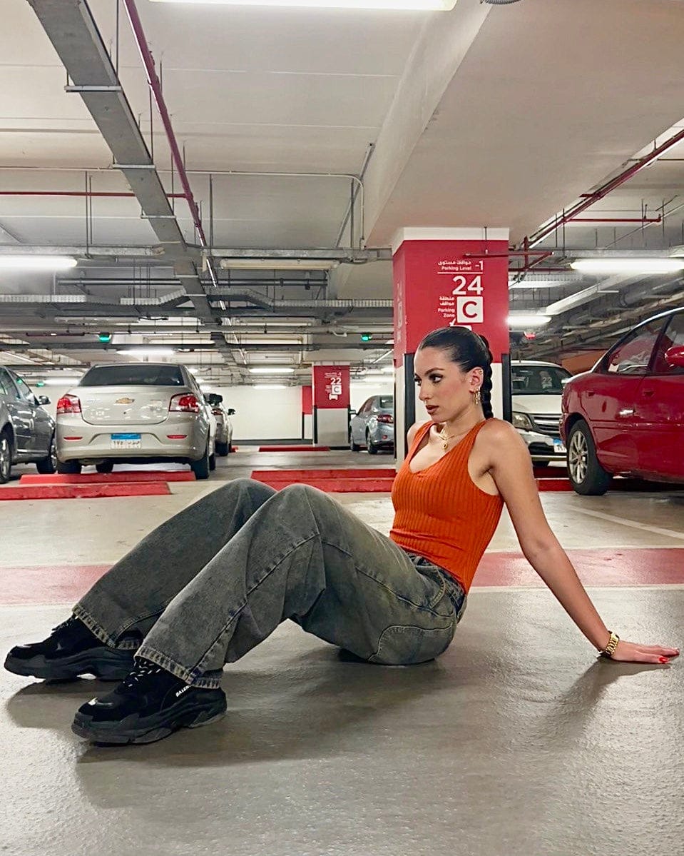 High-Waist Dark Acid Wash Balloon Jeans