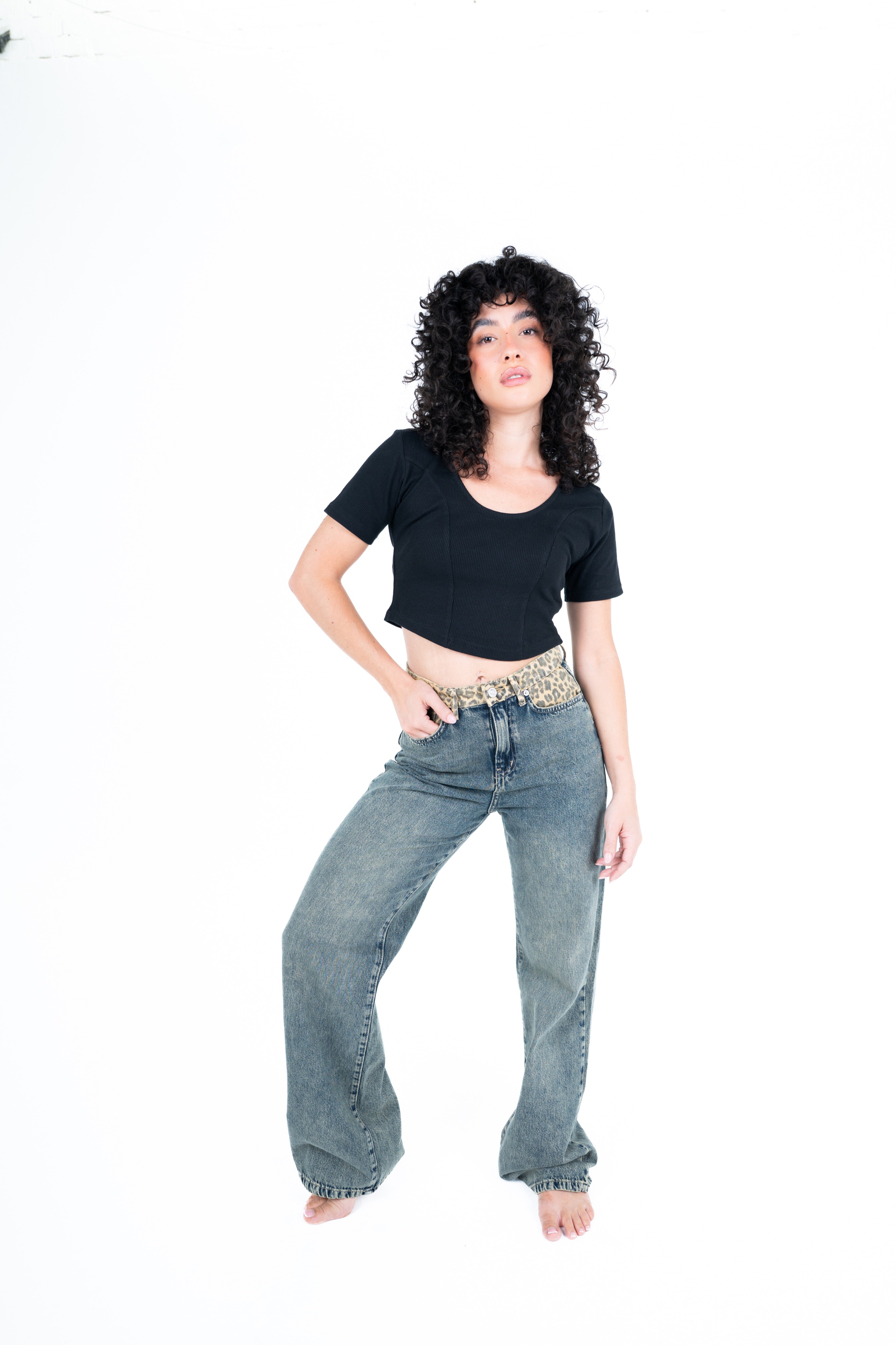 Dark color leopard waist