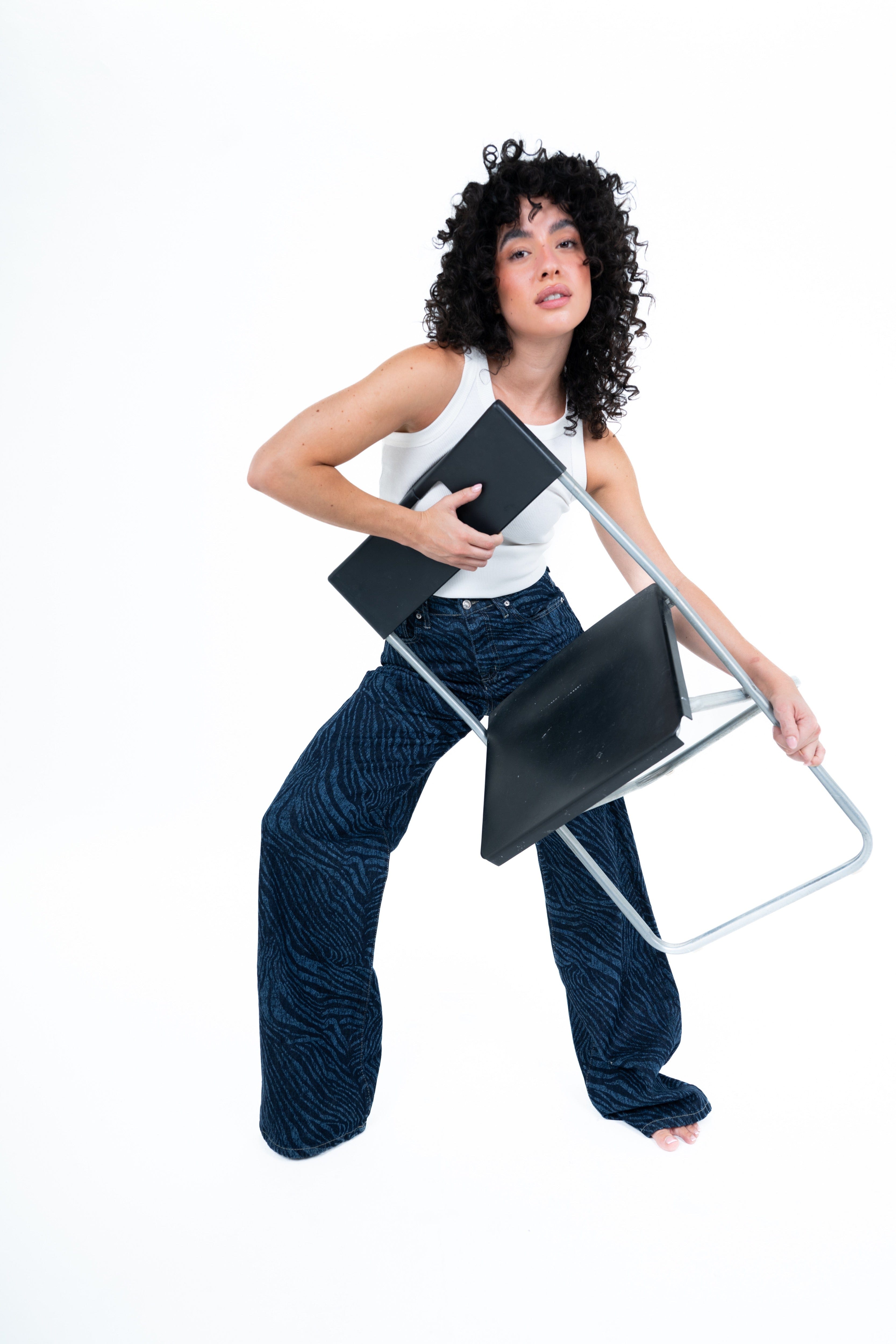 Dark zebra print jeans
