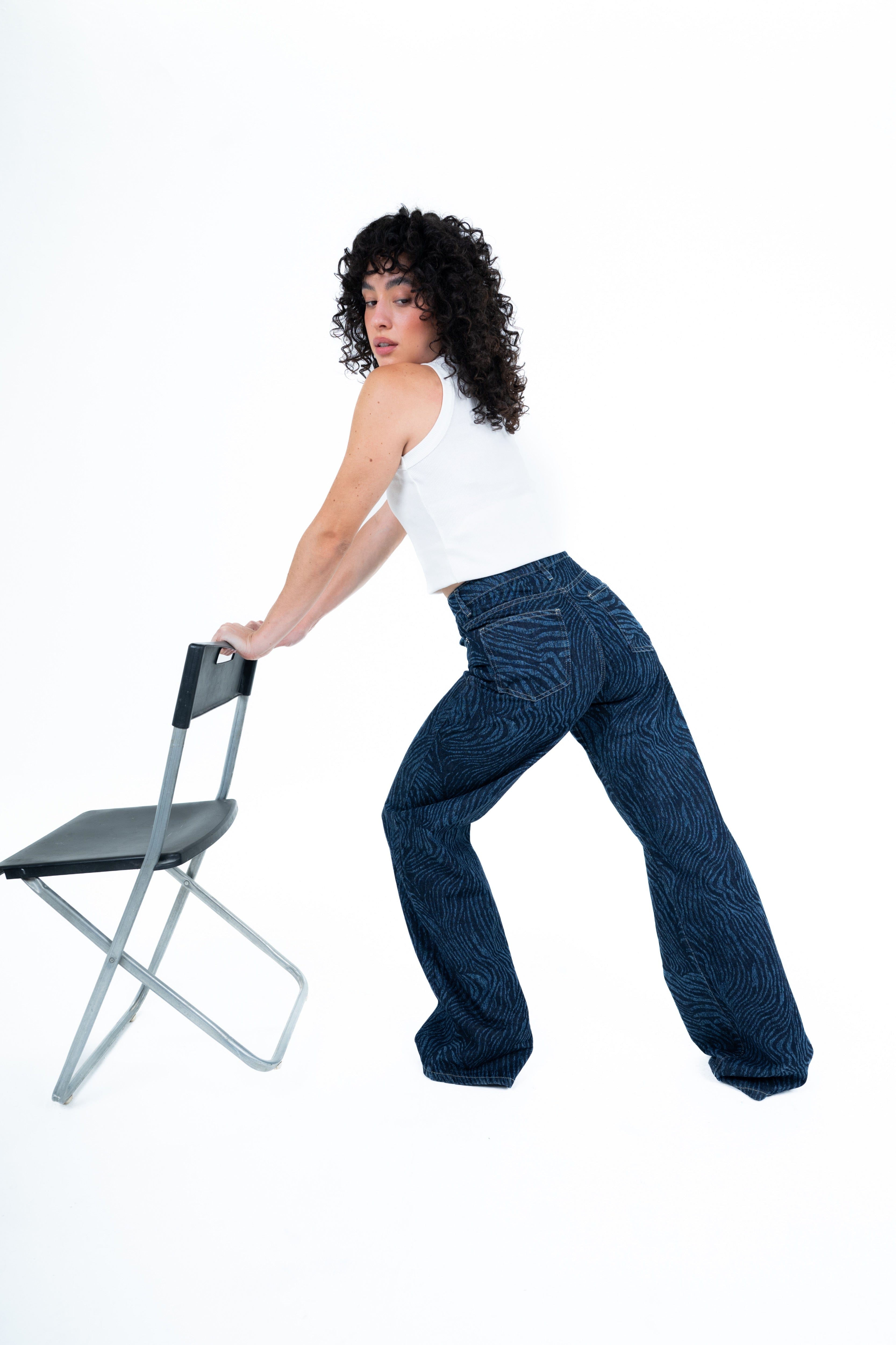 Dark zebra print jeans