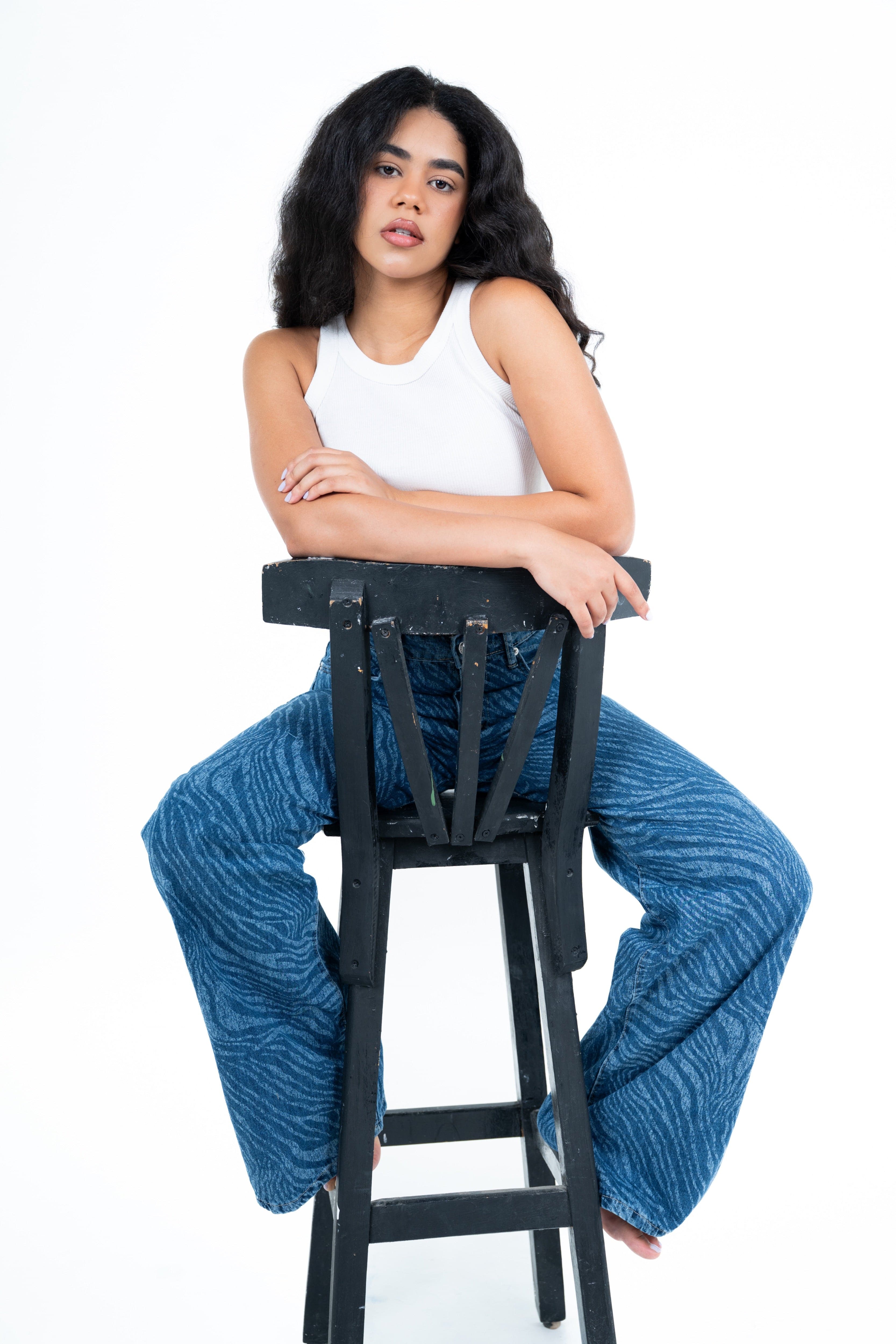 Light zebra print jeans