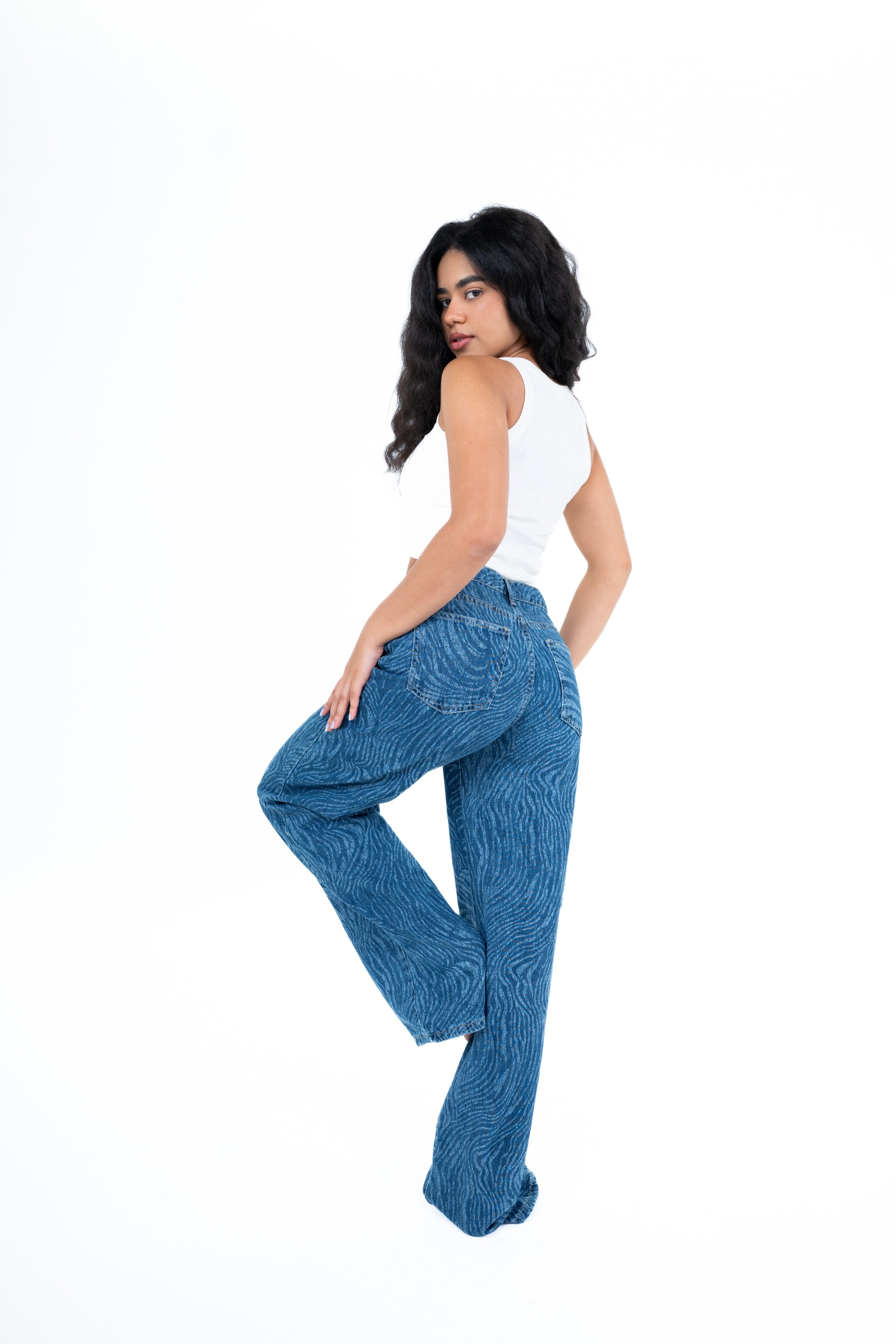 Light zebra print jeans