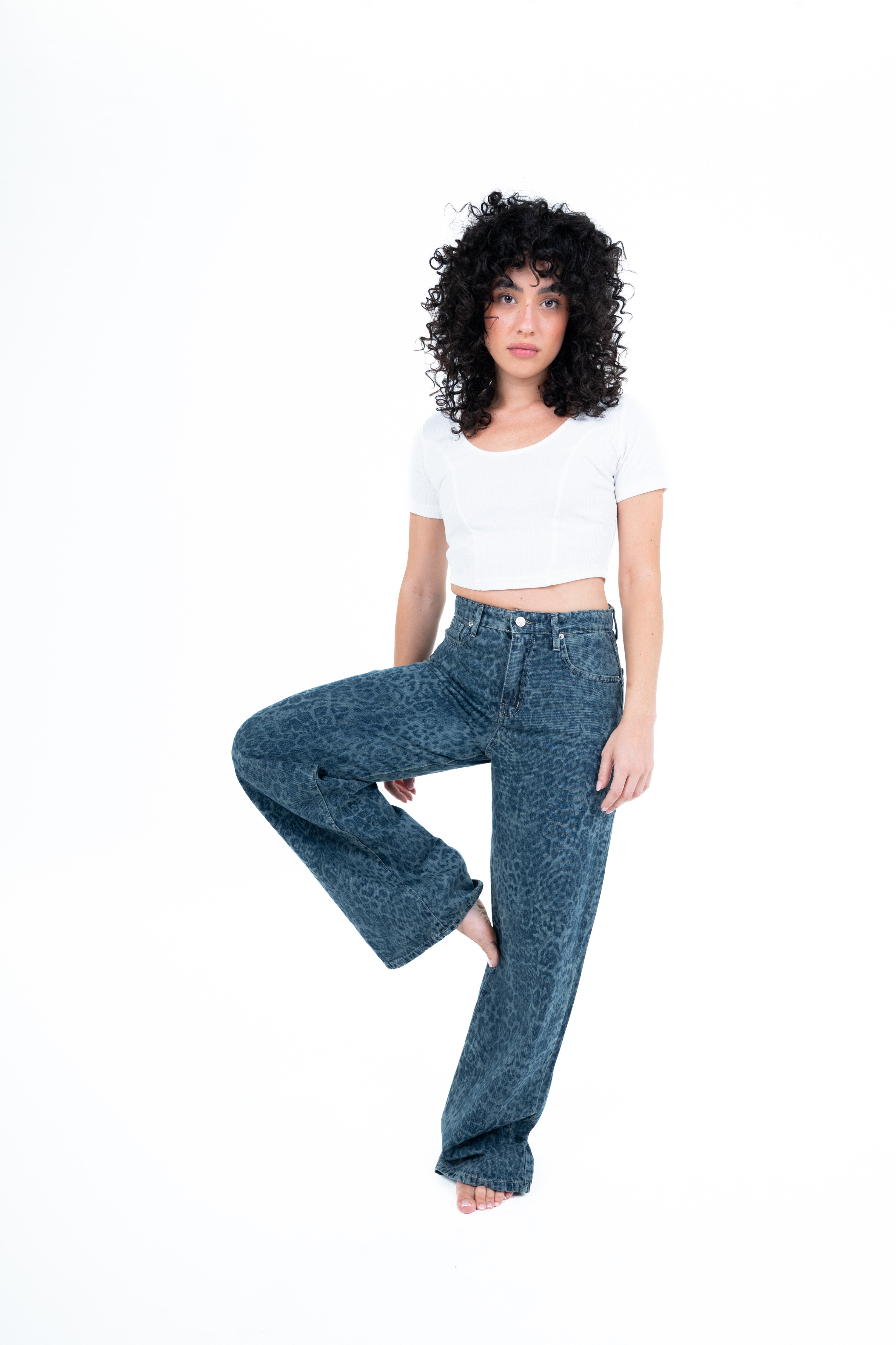 Dirty wash Tiger print jeans