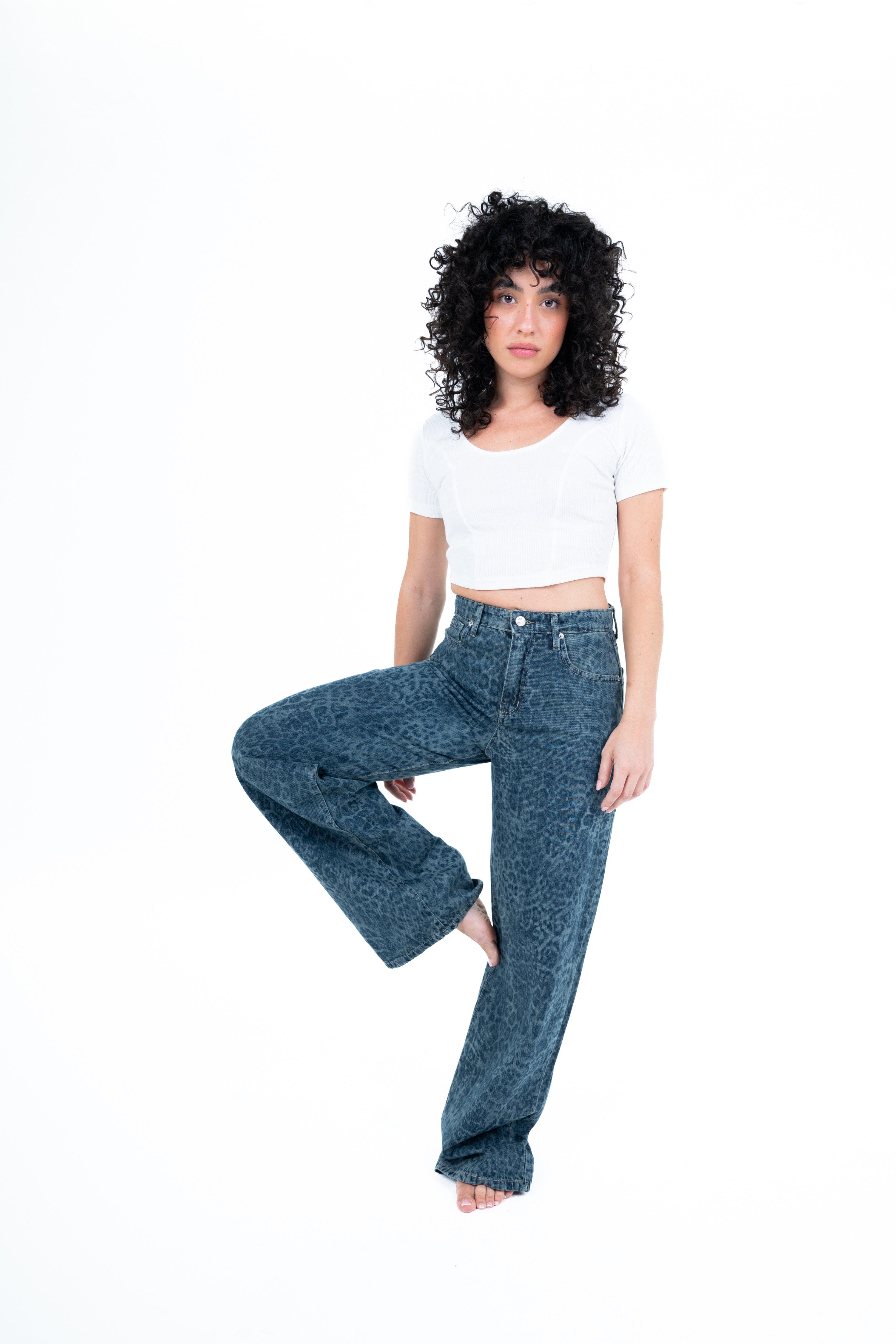 Dirty wash Tiger print jeans