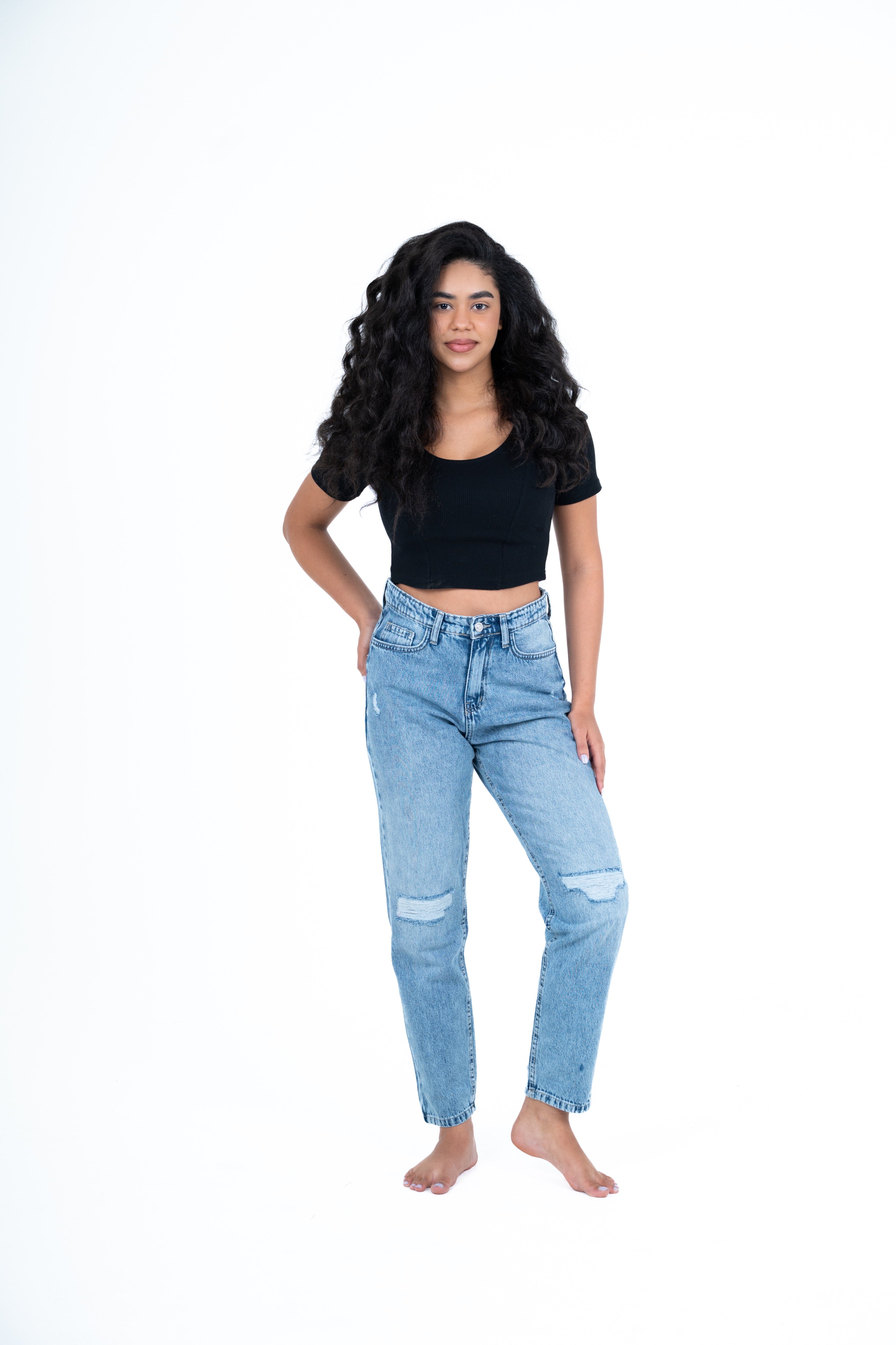 The cut boyfriend jeans
