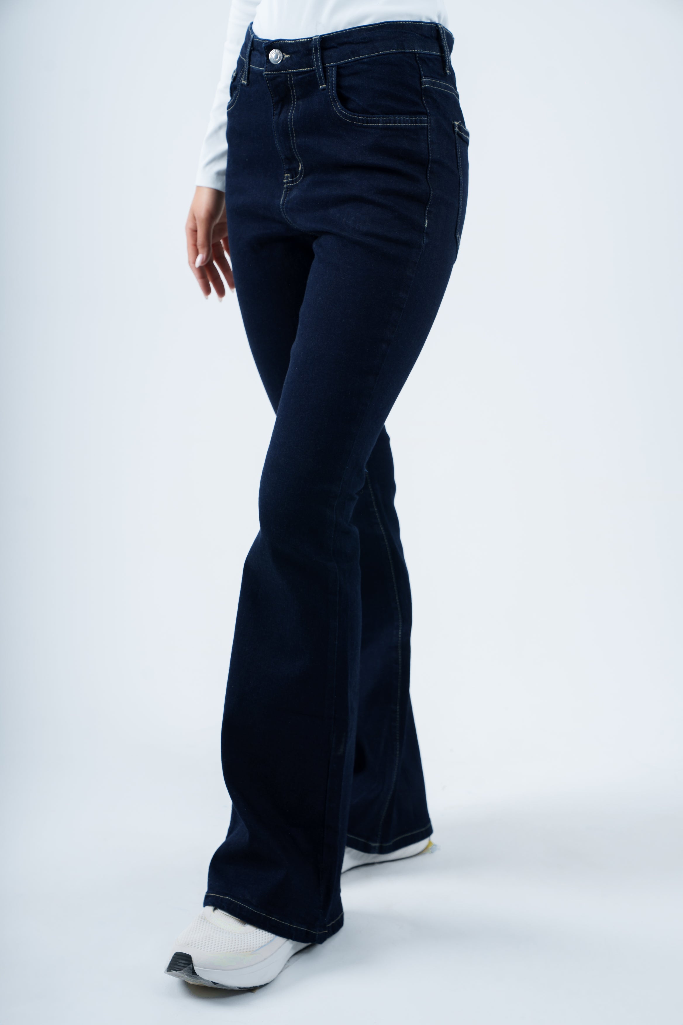 High-Waist Dark Indigo Flare Jeans