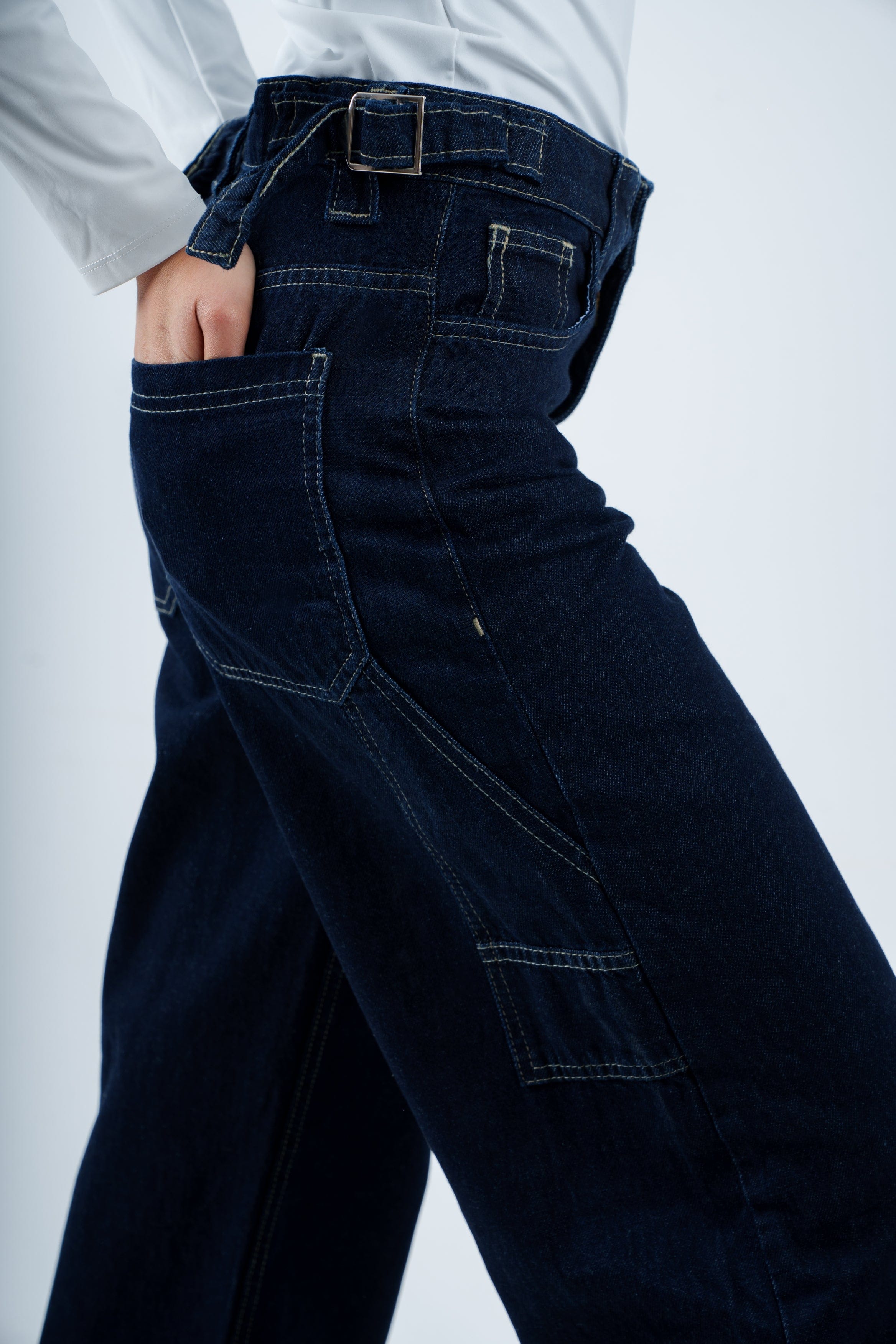 High-Waist Dark Indigo Skater Jeans