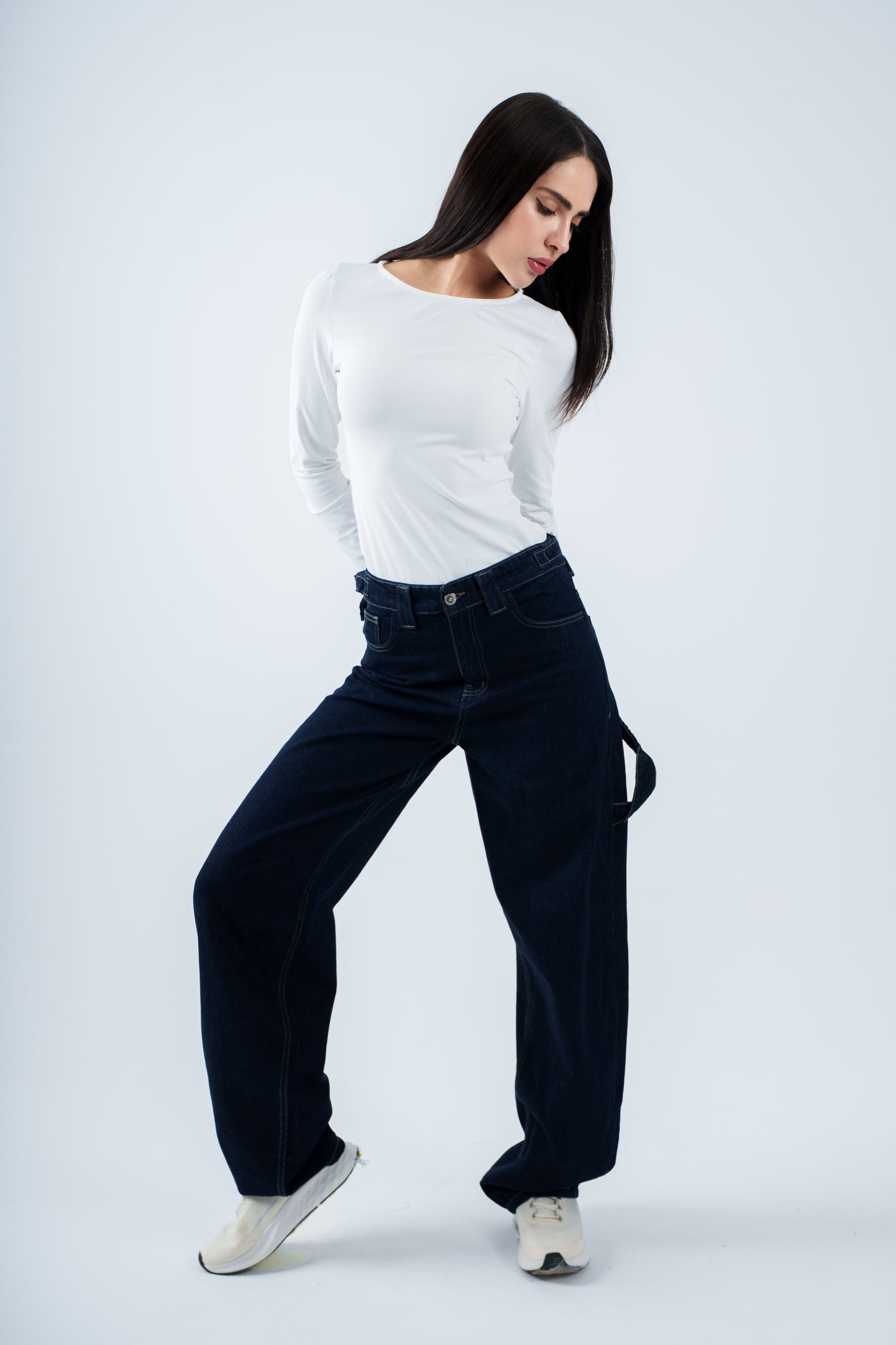 High-Waist Dark Indigo Skater Jeans