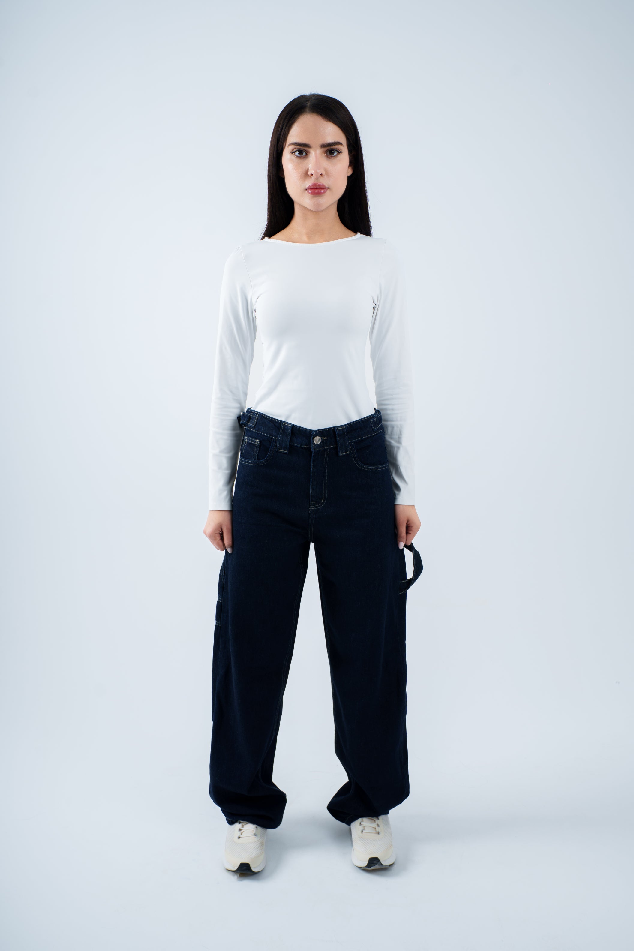 High-Waist Dark Indigo Skater Jeans