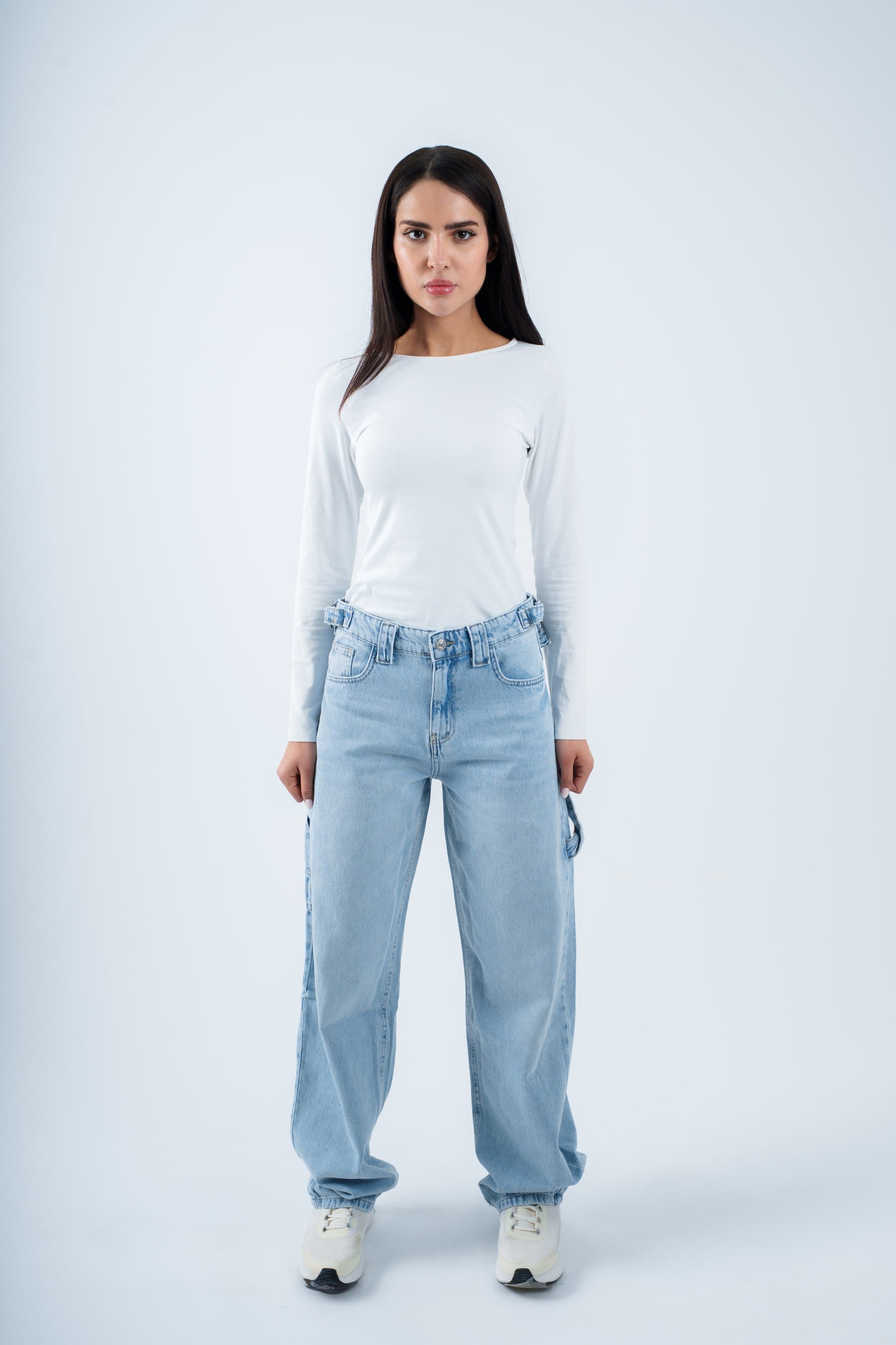 High-Waist Light Wash Skater Jeans