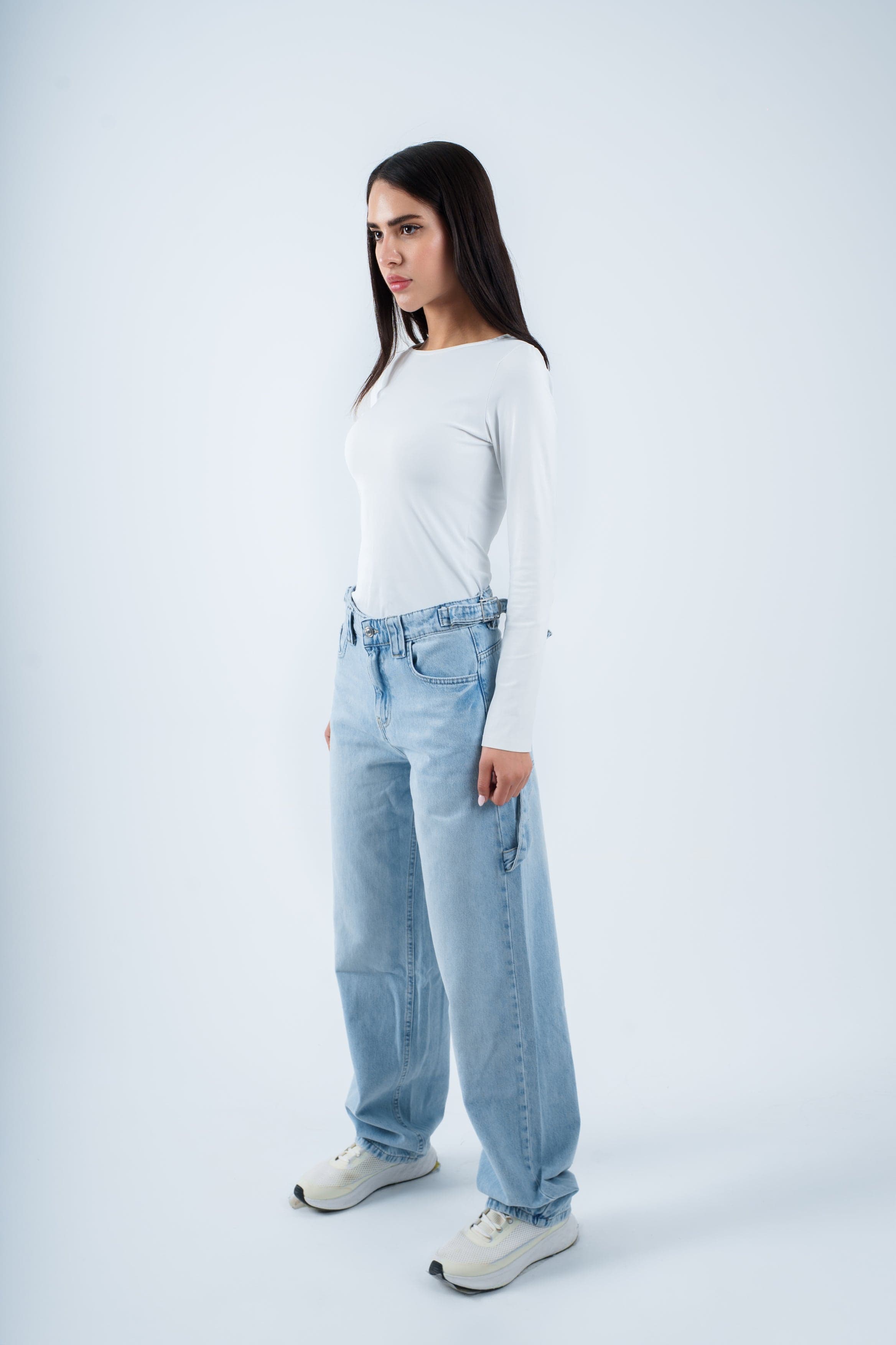 High-Waist Light Wash Skater Jeans