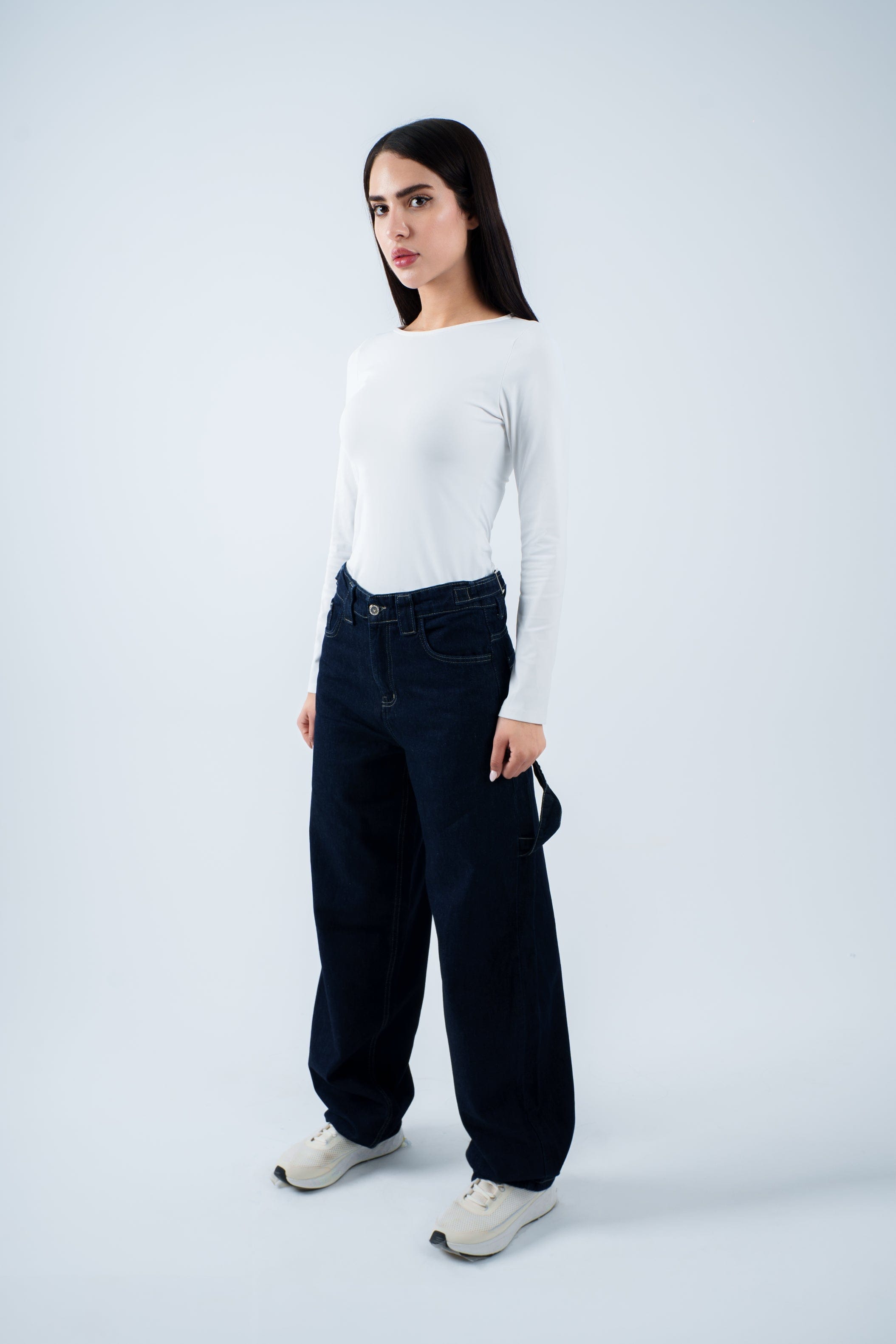 High-Waist Dark Indigo Skater Jeans