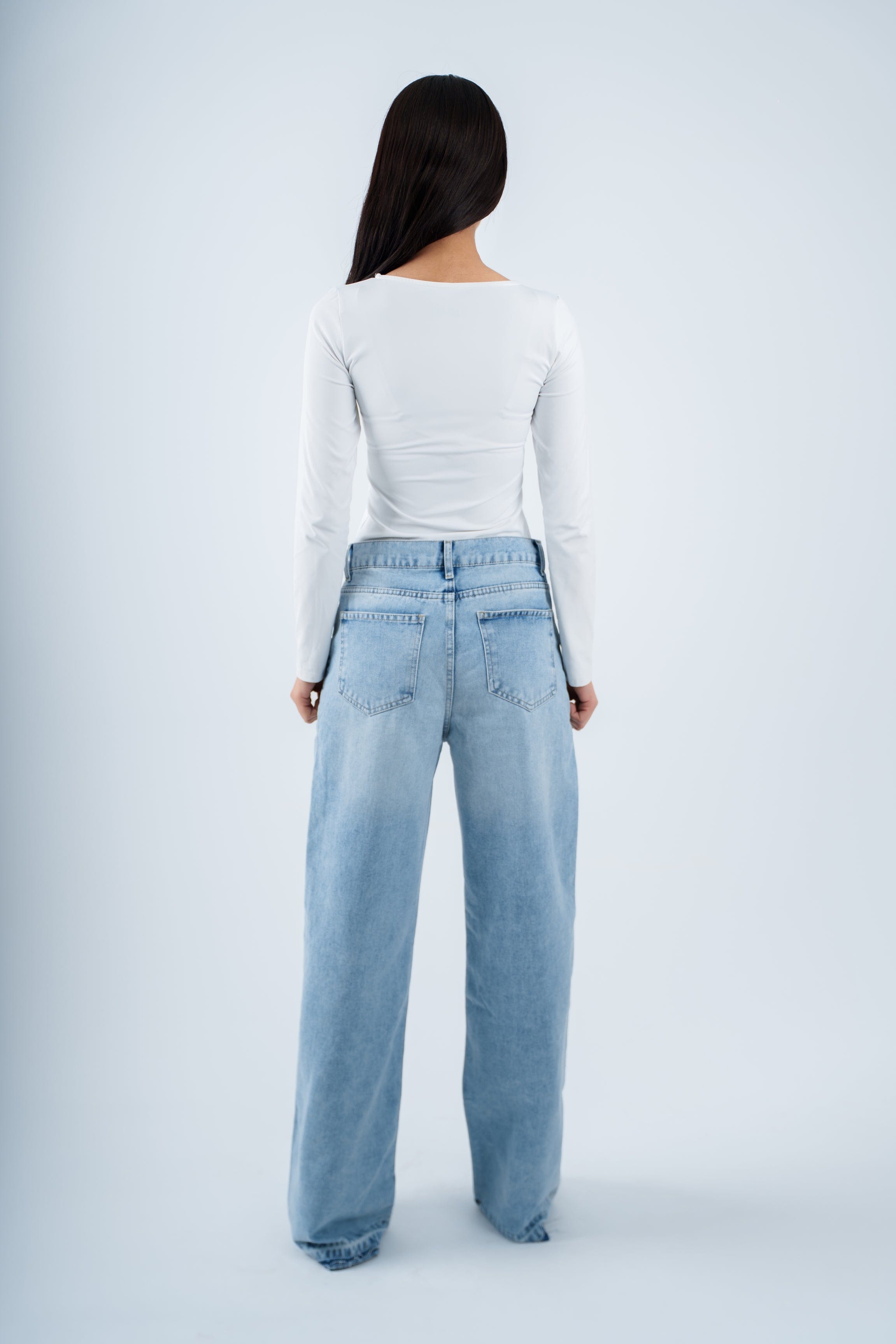 High-Waist Lghit Cross Wide Leg Jeans