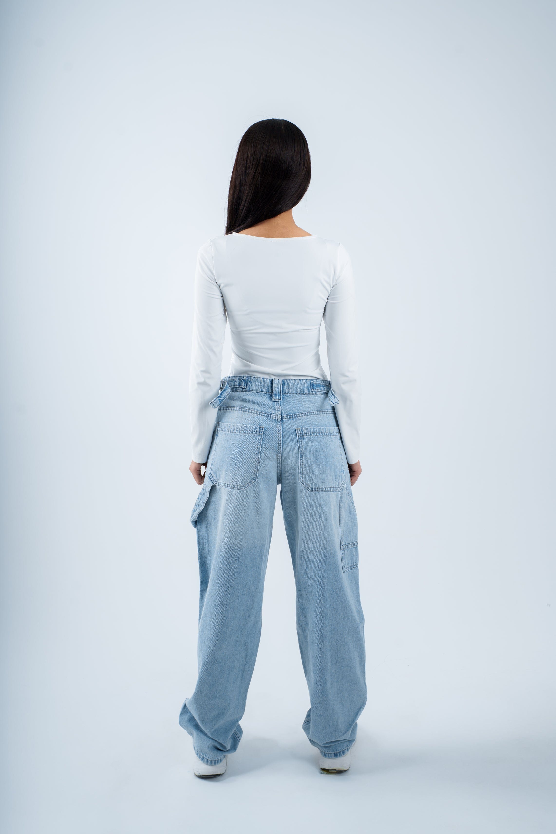 High-Waist Extra Light Wash Skater Jeans