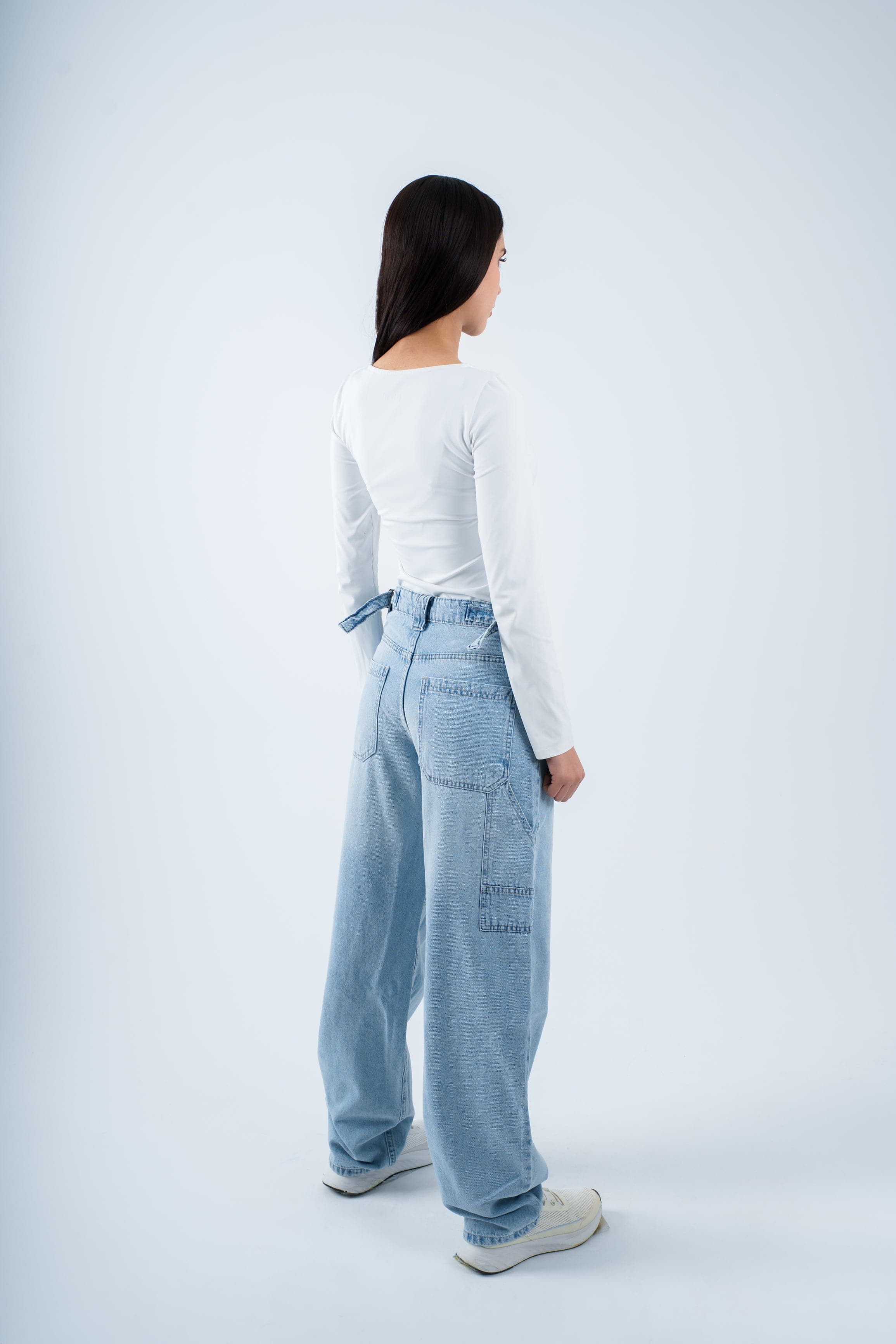 High-Waist Extra Light Wash Skater Jeans