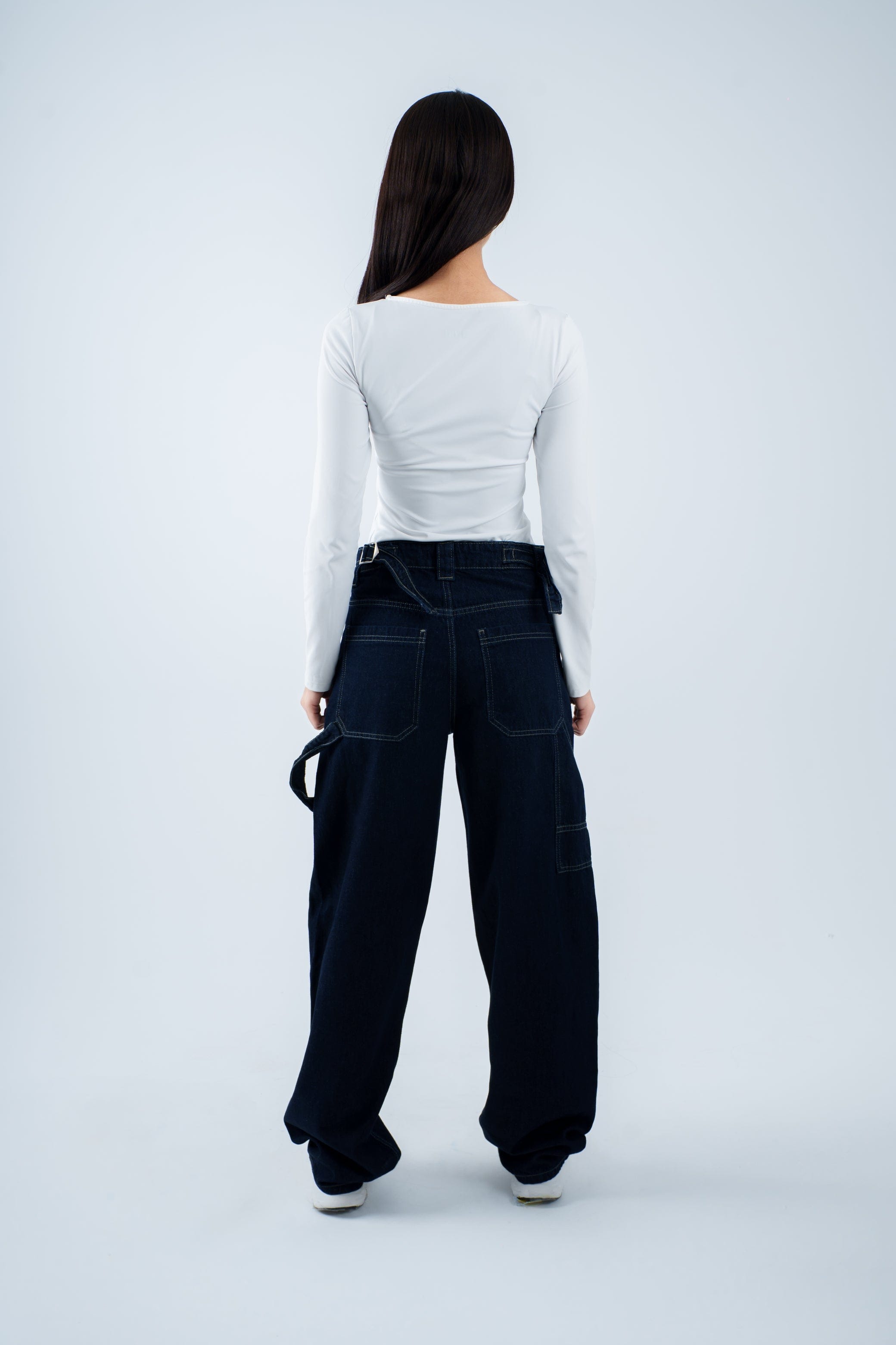 High-Waist Dark Indigo Skater Jeans