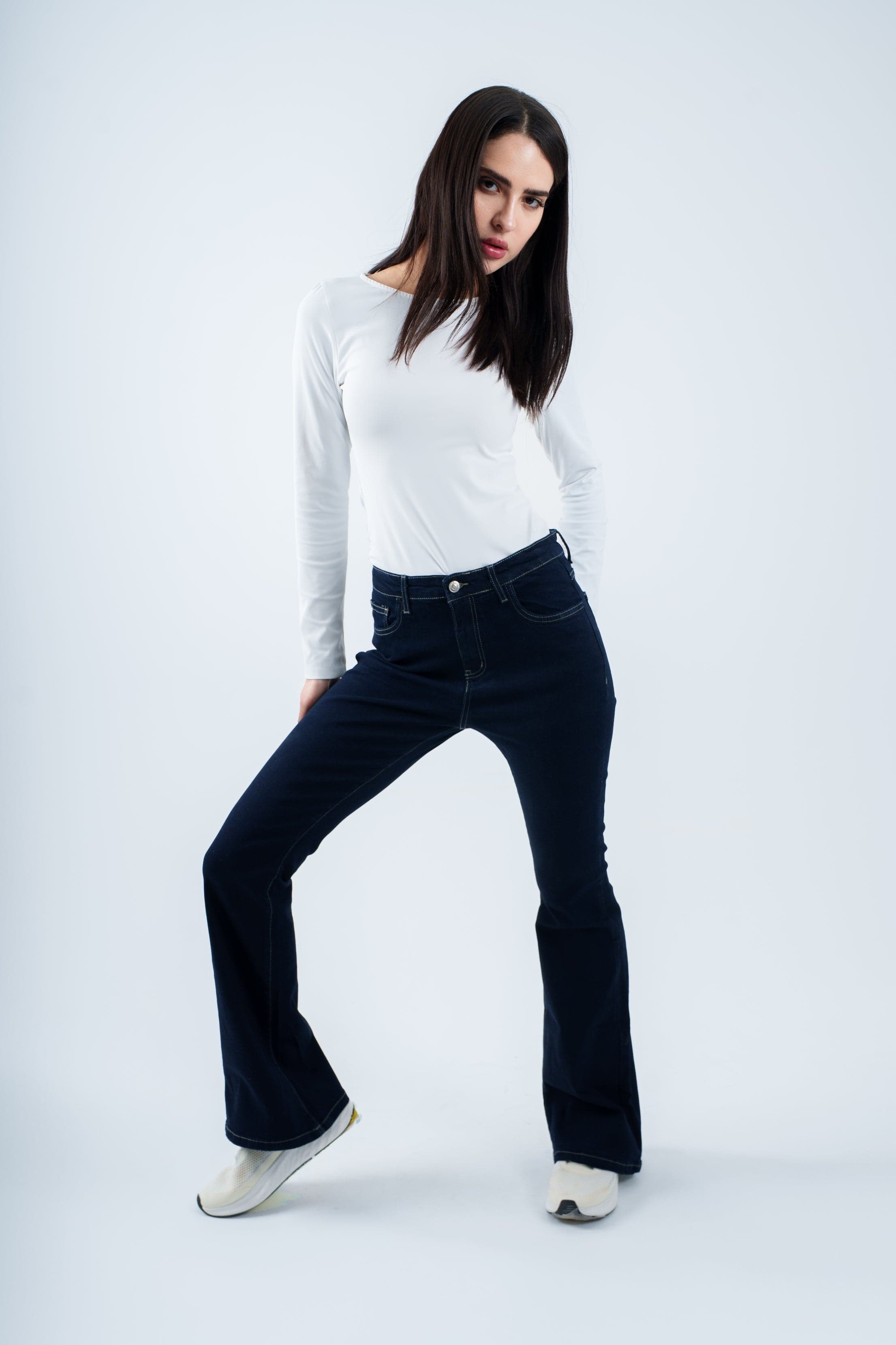 High-Waist Dark Indigo Flare Jeans