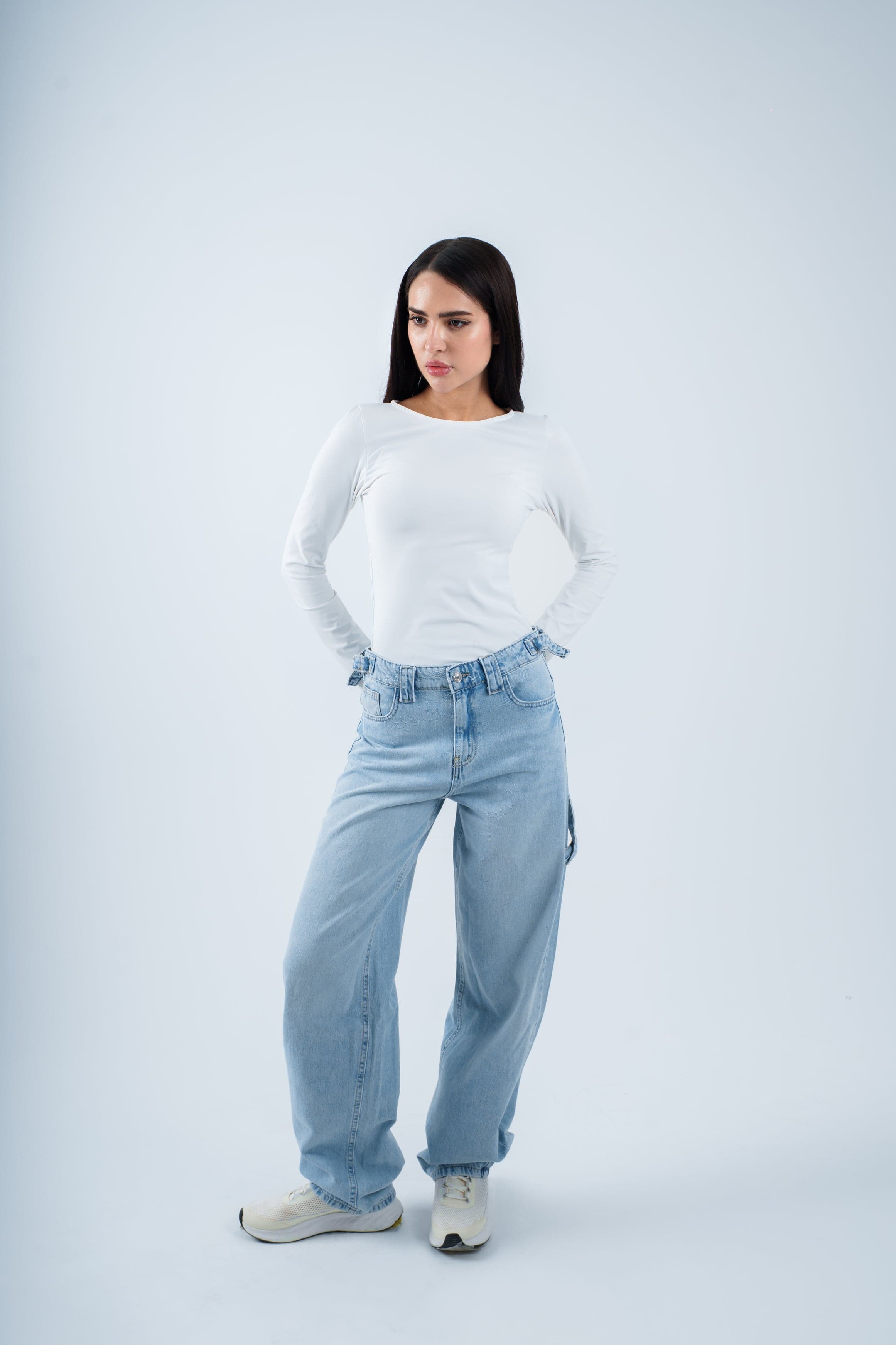 High-Waist Extra Light Wash Skater Jeans