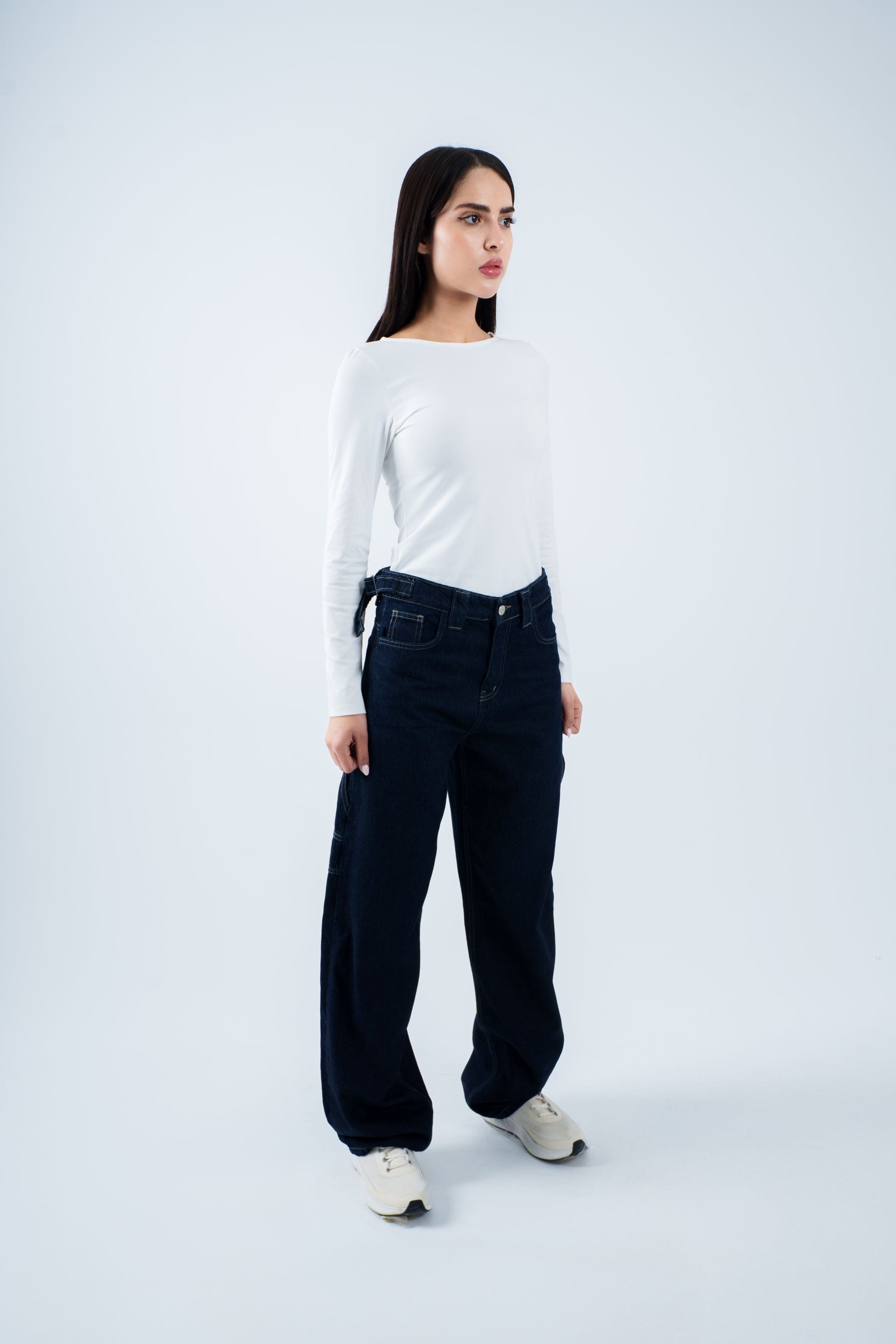 High-Waist Dark Indigo Skater Jeans