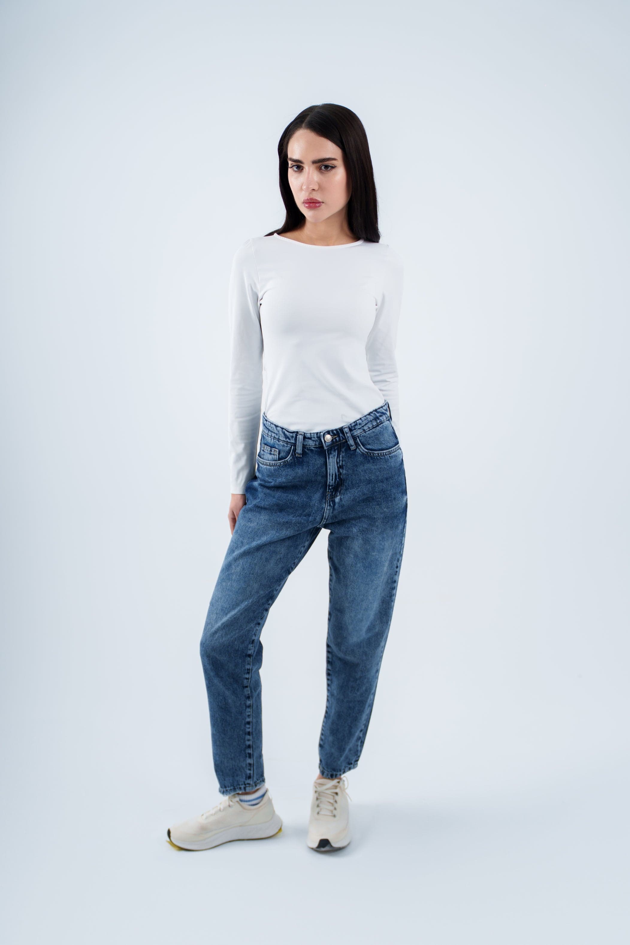 High-Waist medium Blue Mom Fit Jeans