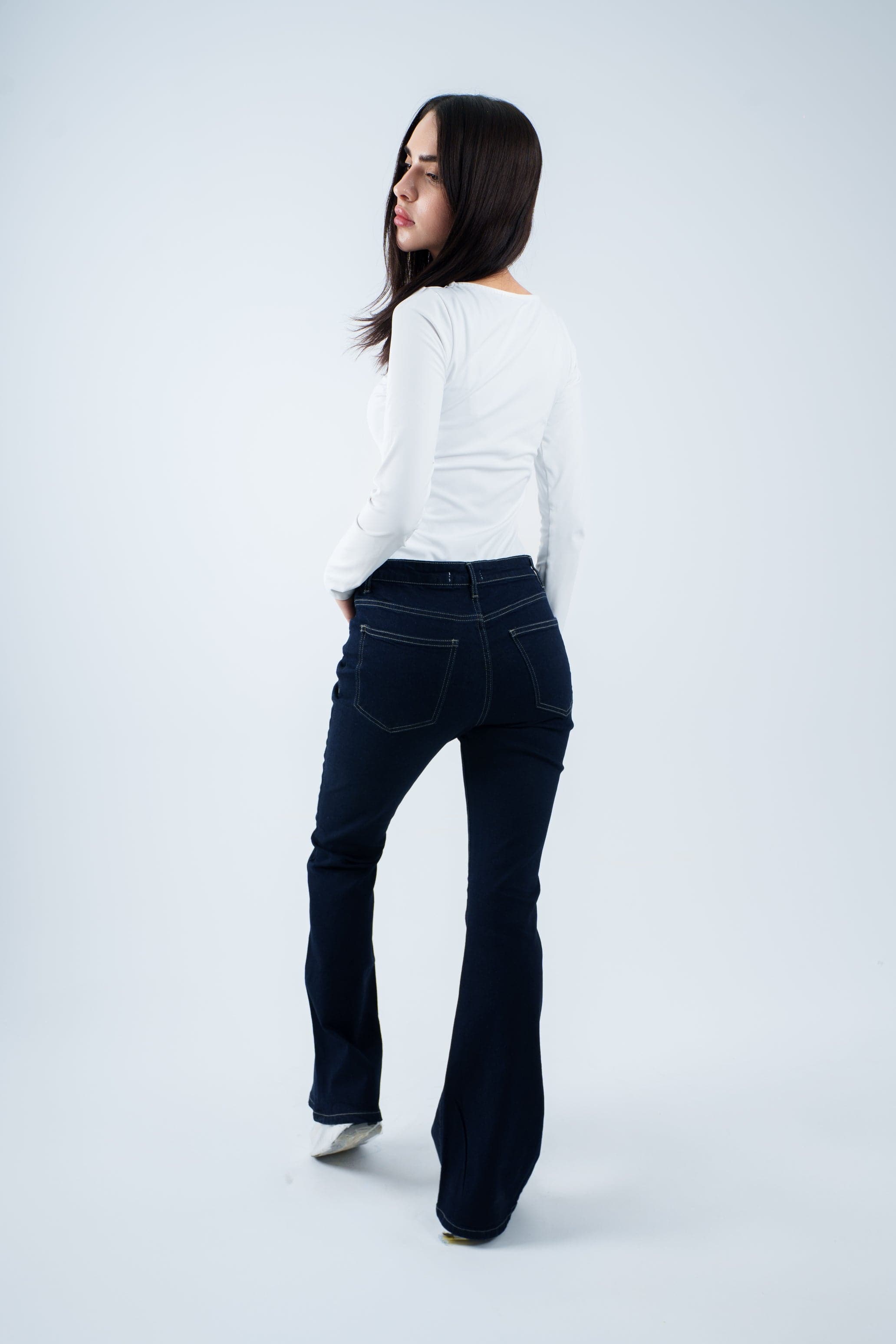 High-Waist Dark Indigo Flare Jeans