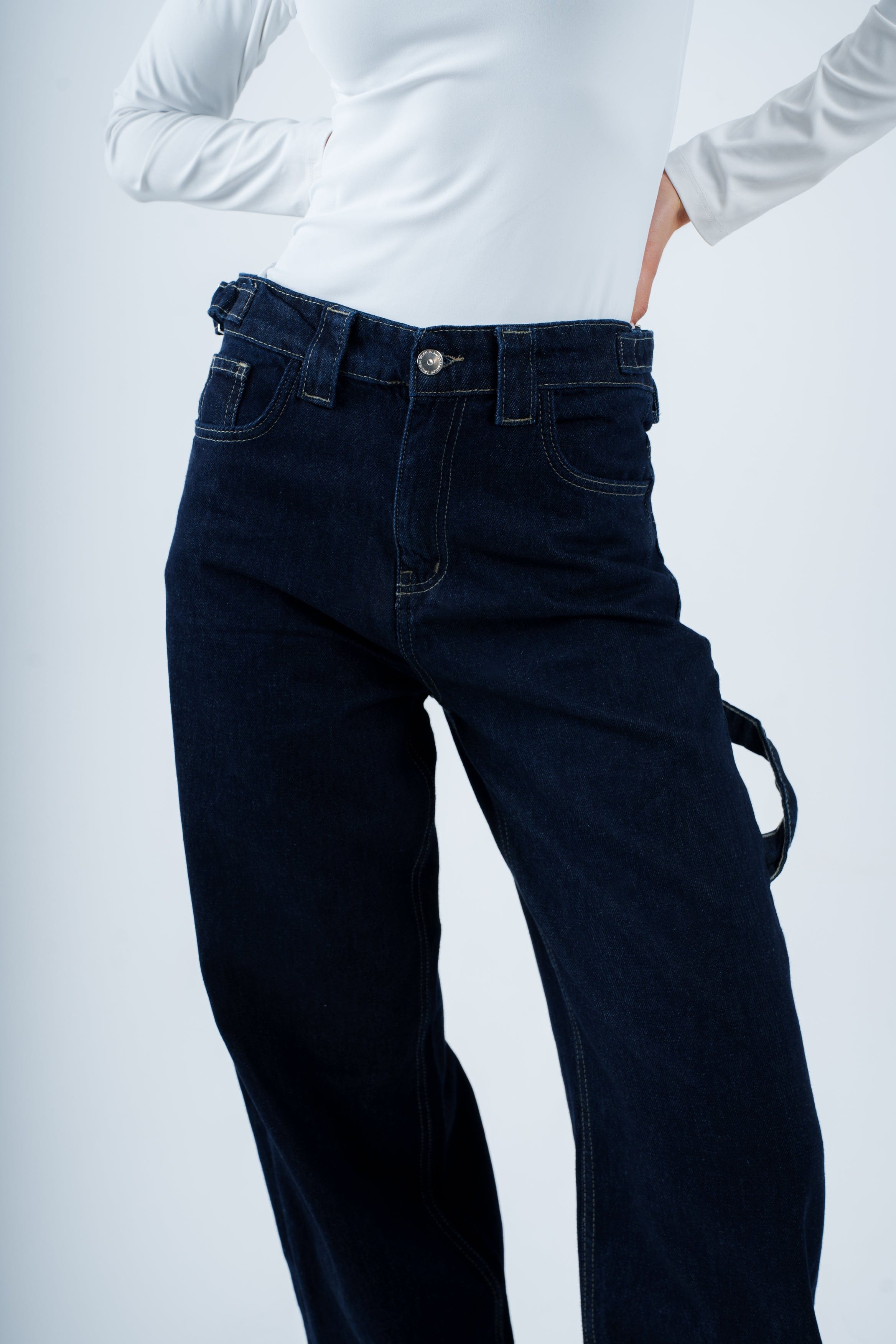 High-Waist Dark Indigo Skater Jeans