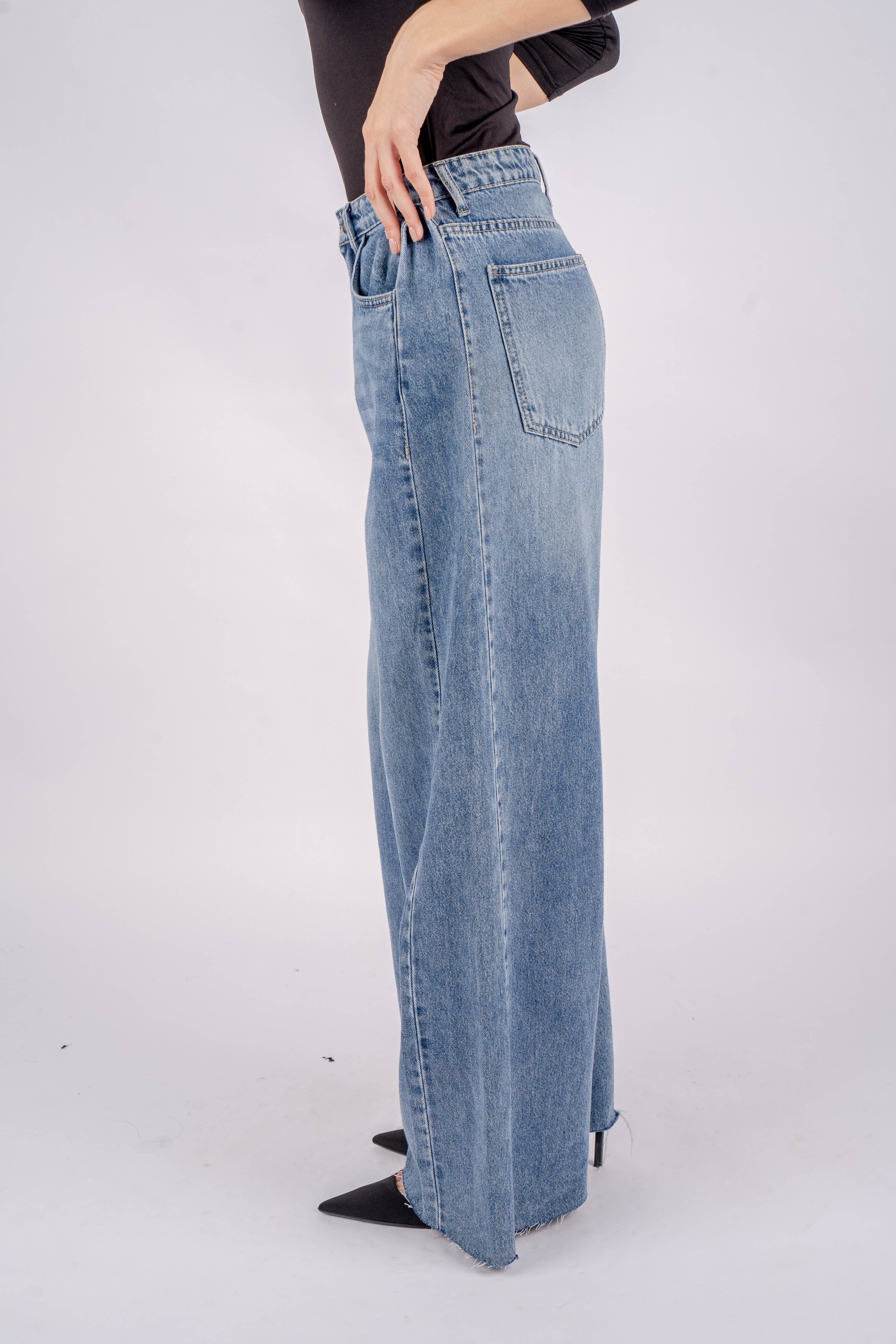 Vantage Wide Leg Jeans High-Waist Blue