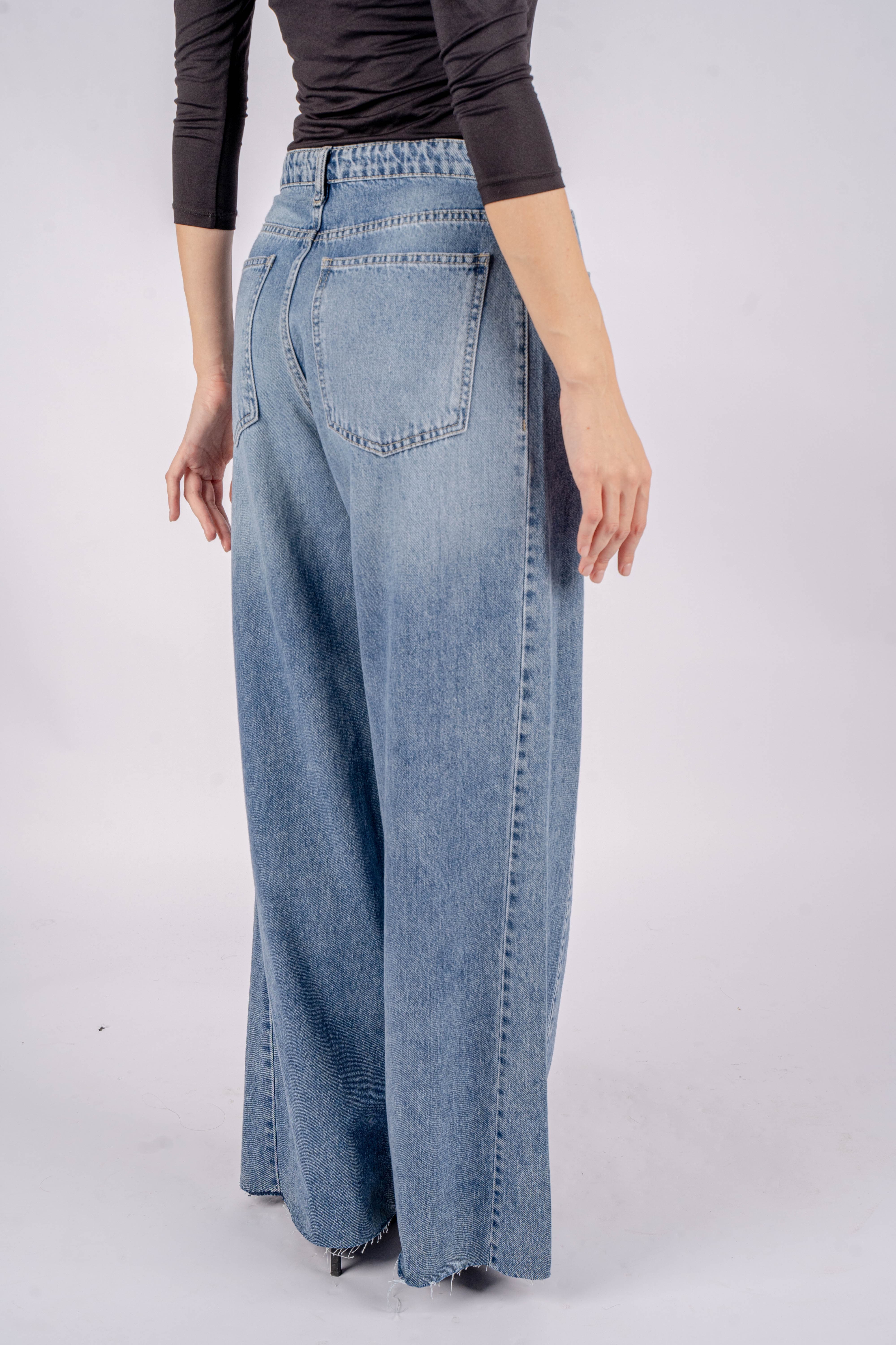 Vantage Wide Leg Jeans High-Waist Blue