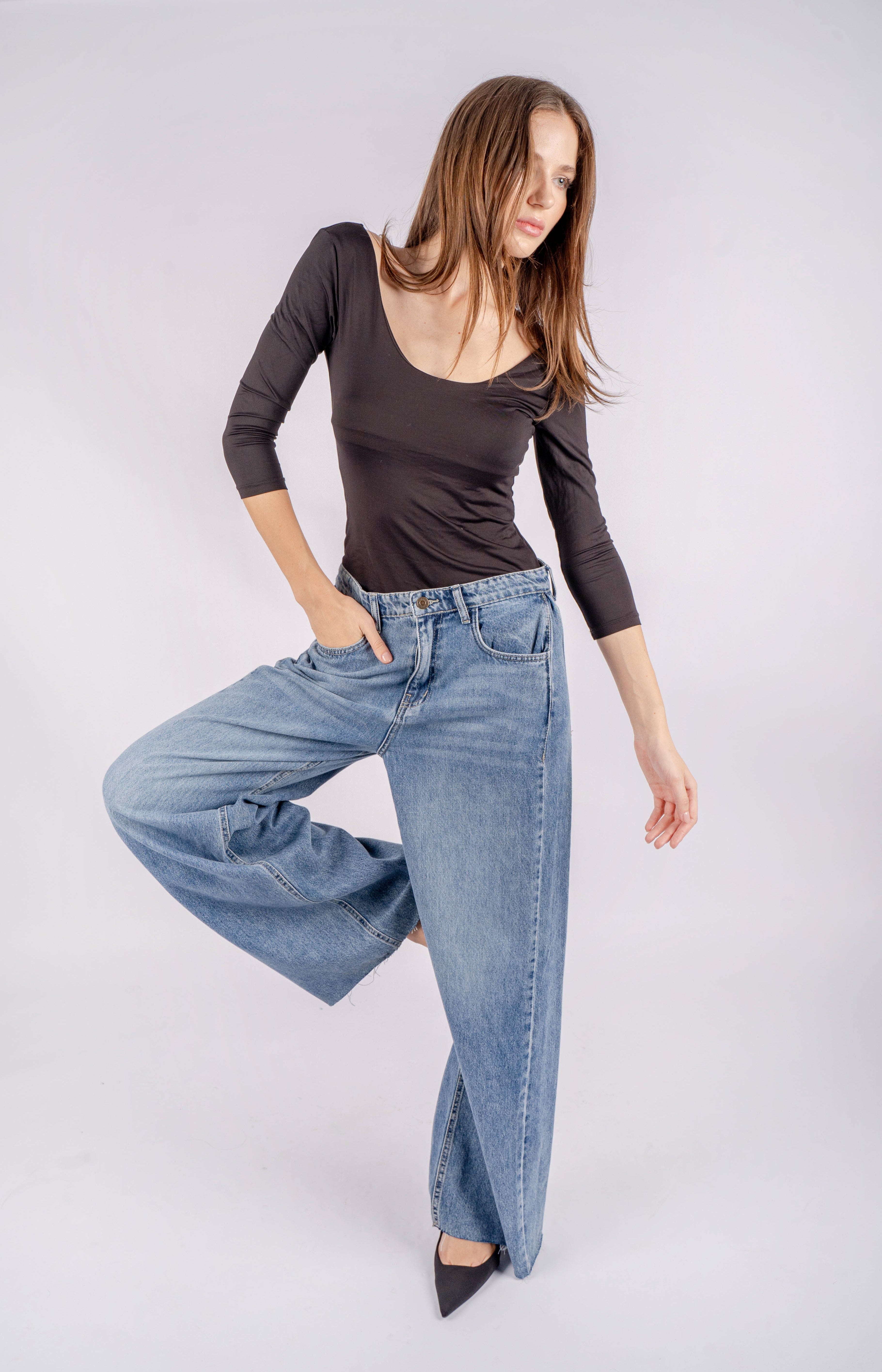 Vantage Wide Leg Jeans High-Waist Blue