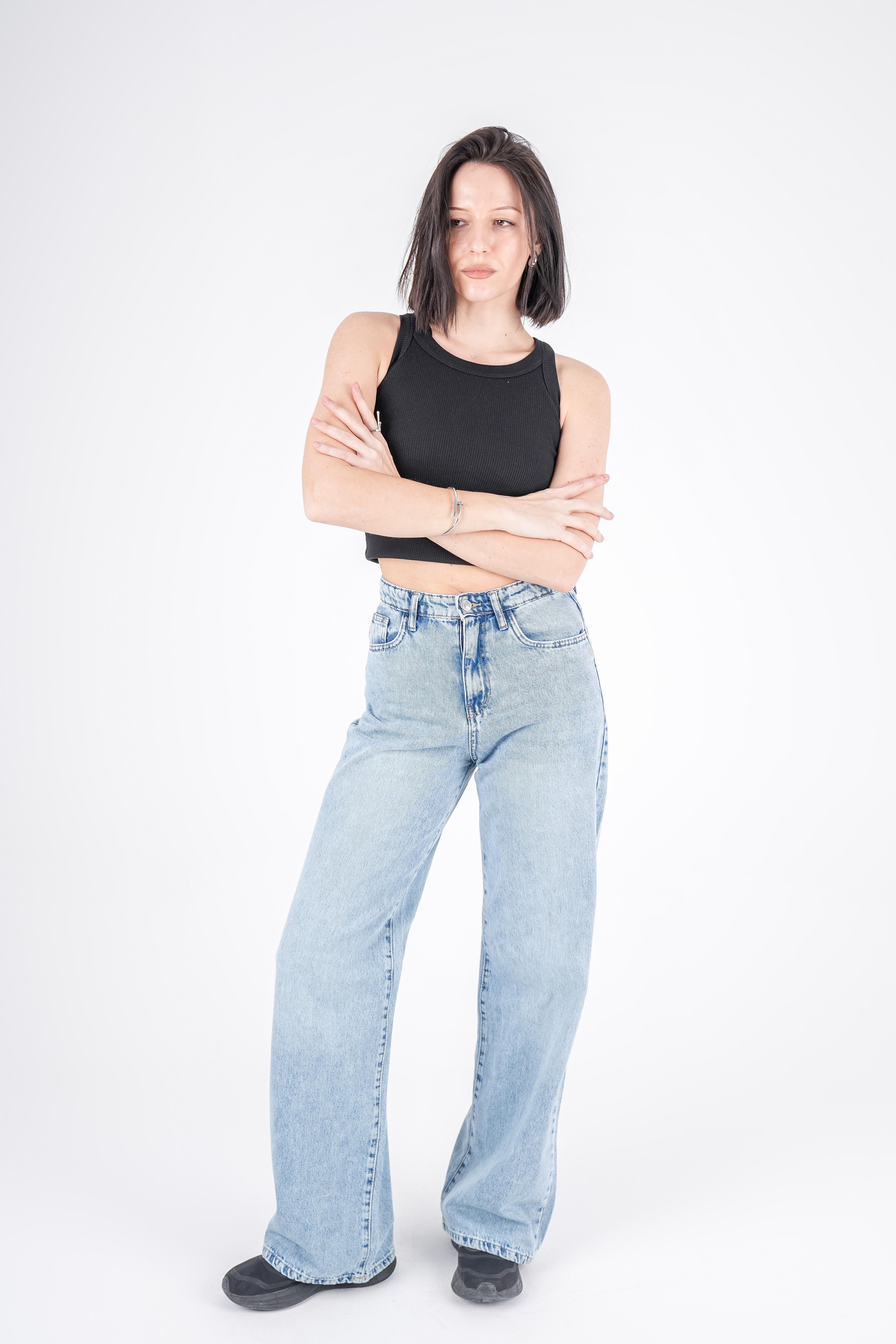 Wide Leg Jeans High-Waist Lghit Blue
