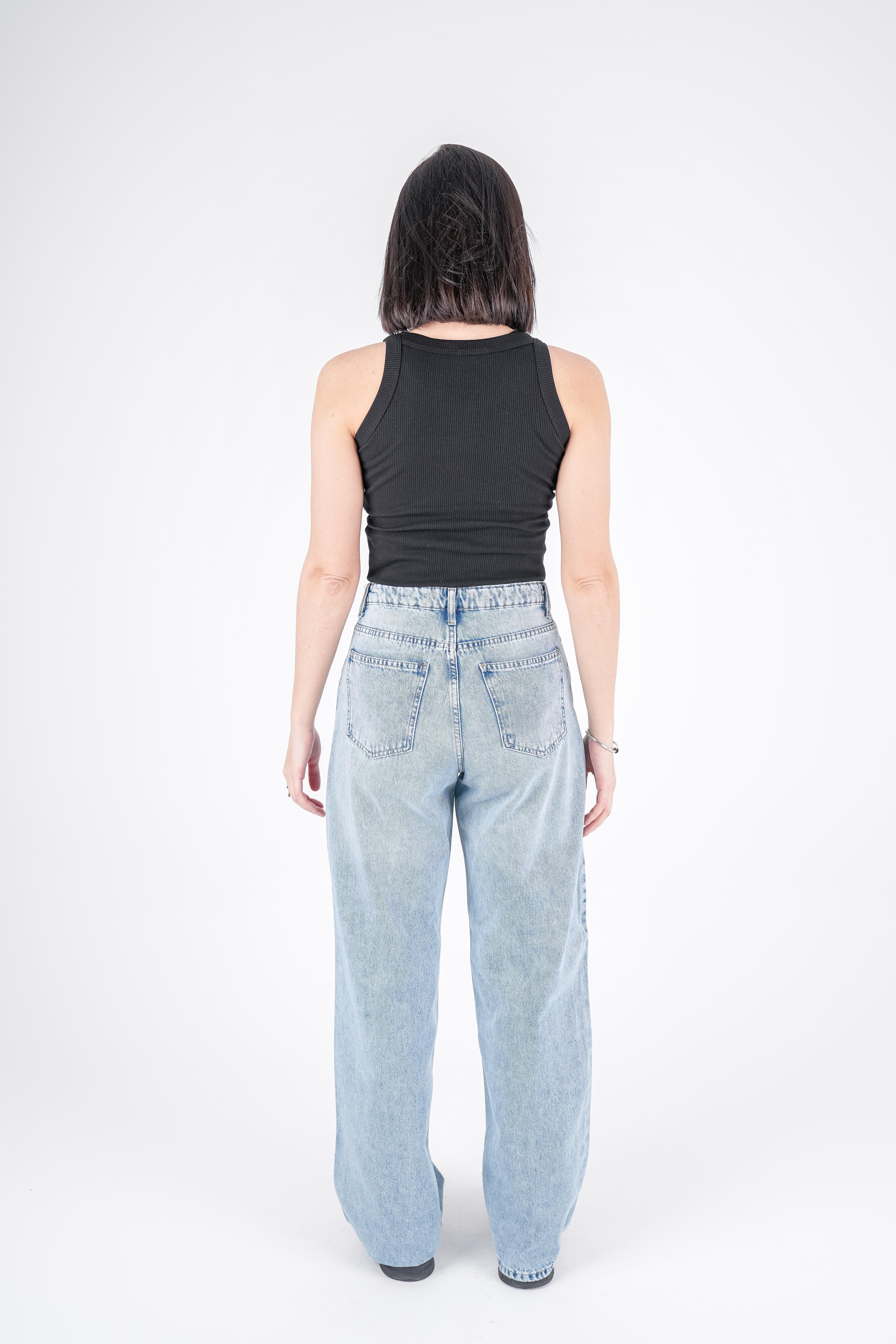 Wide Leg Jeans High-Waist Lghit Blue