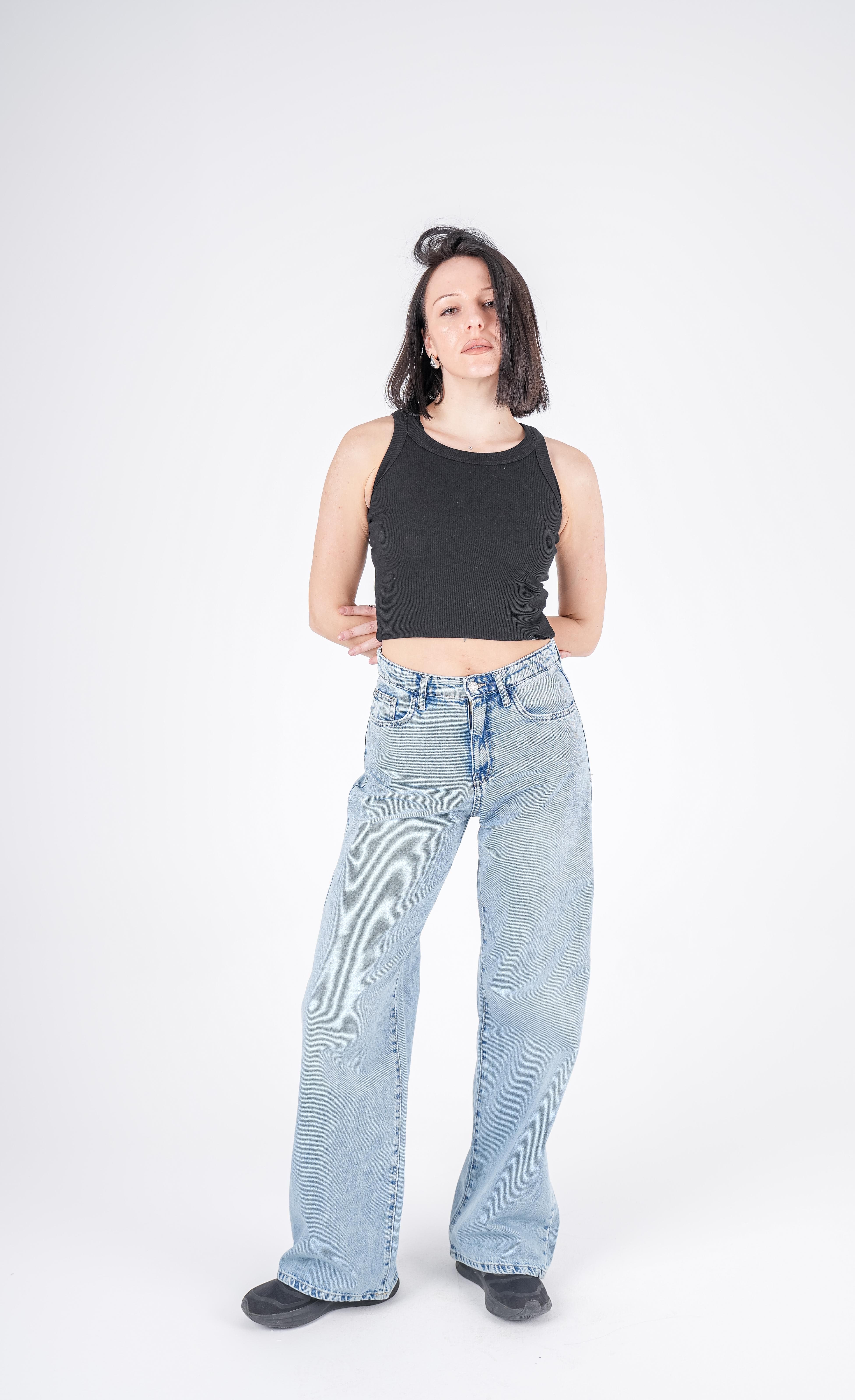Wide Leg Jeans High-Waist Lghit Blue