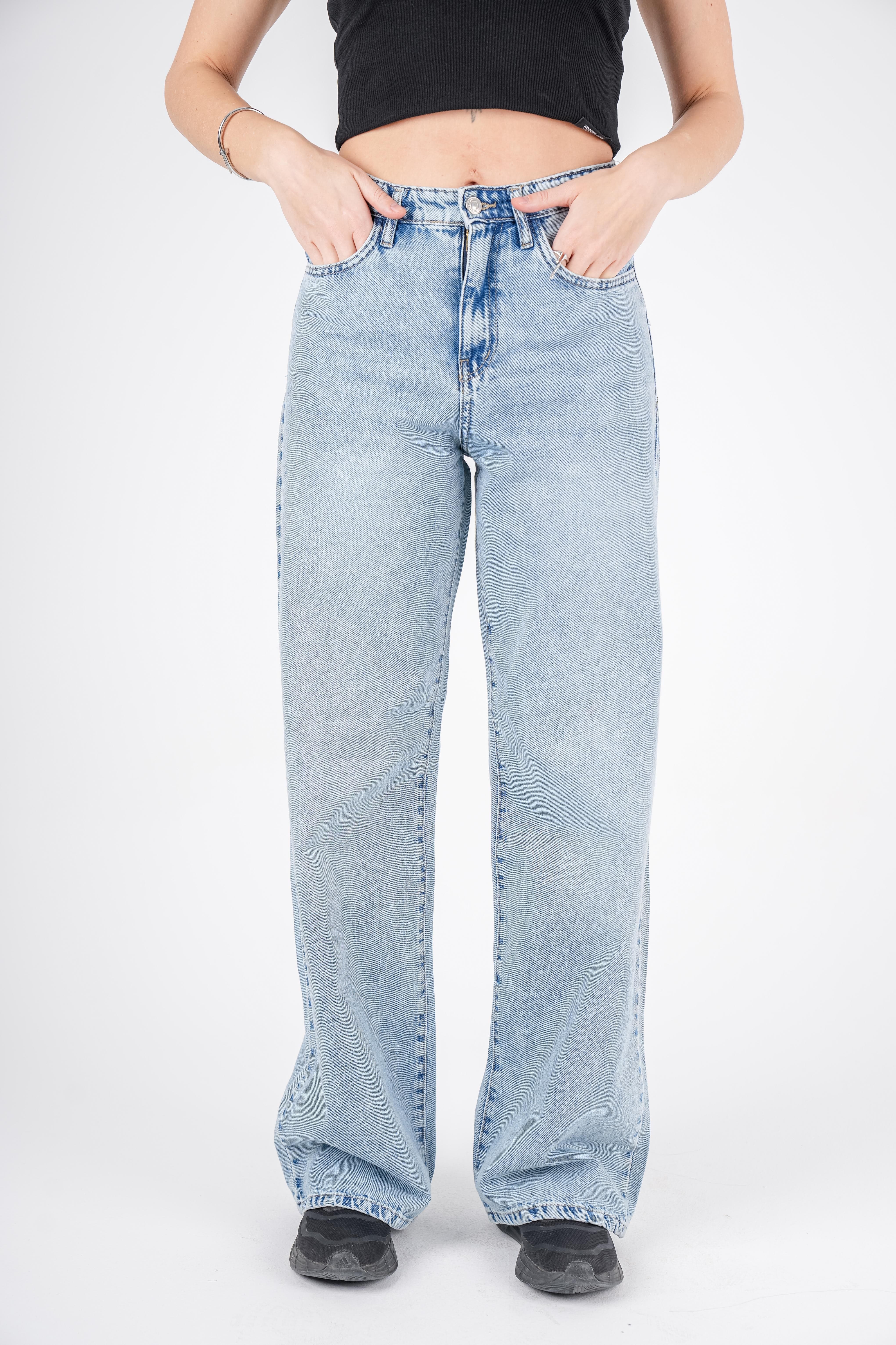 Wide Leg Jeans High-Waist Lghit Blue