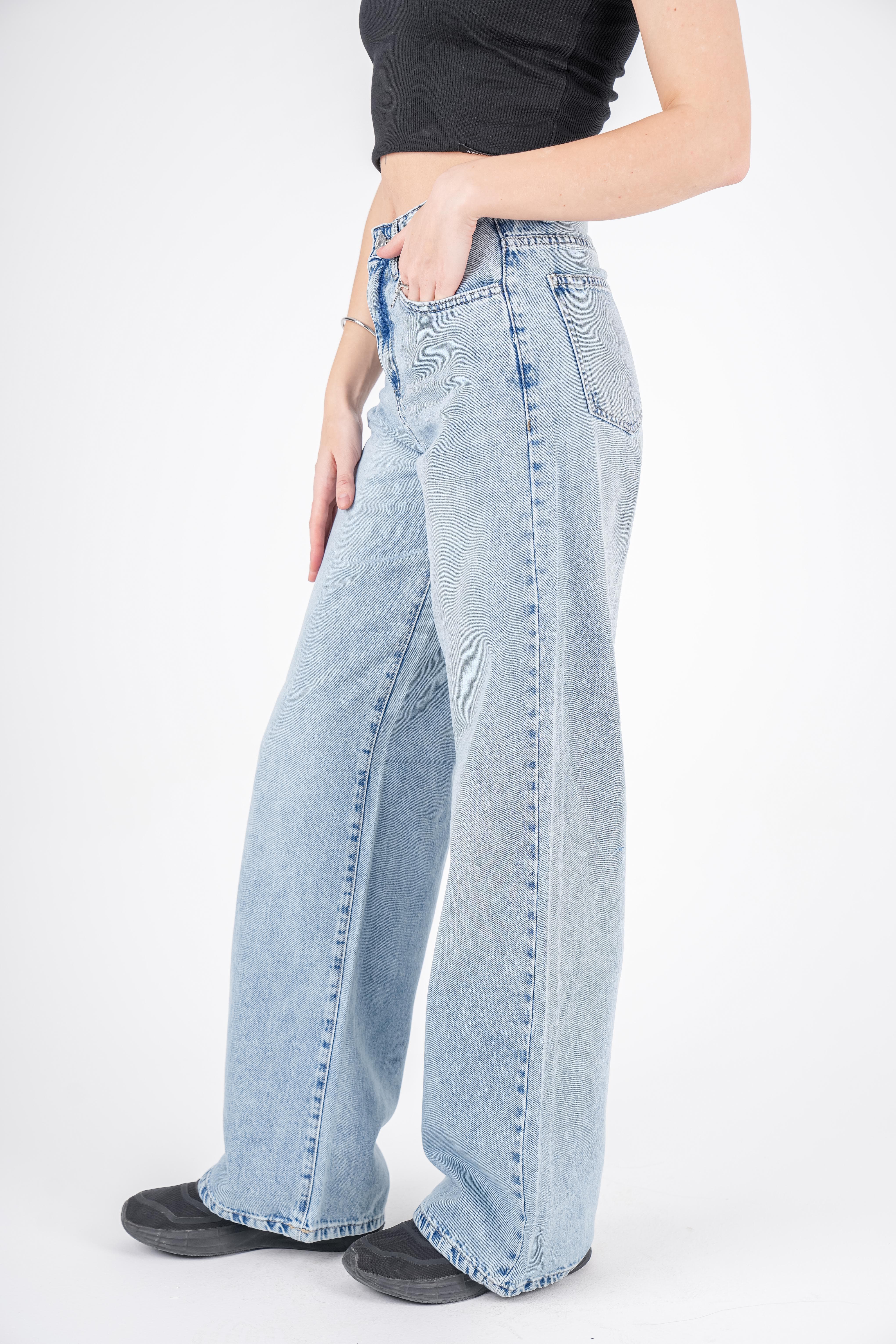 Wide Leg Jeans High-Waist Lghit Blue