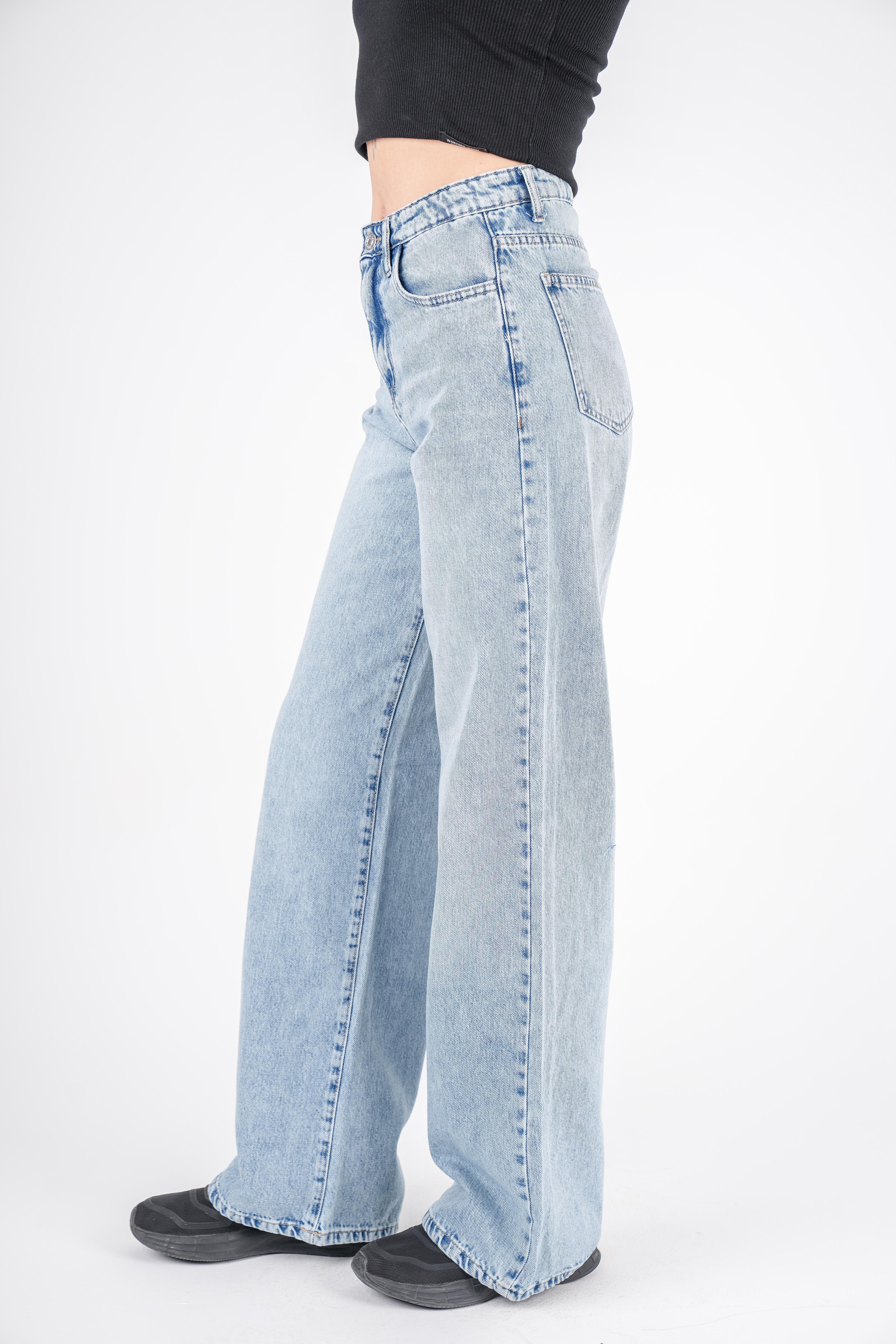 Wide Leg Jeans High-Waist Lghit Blue
