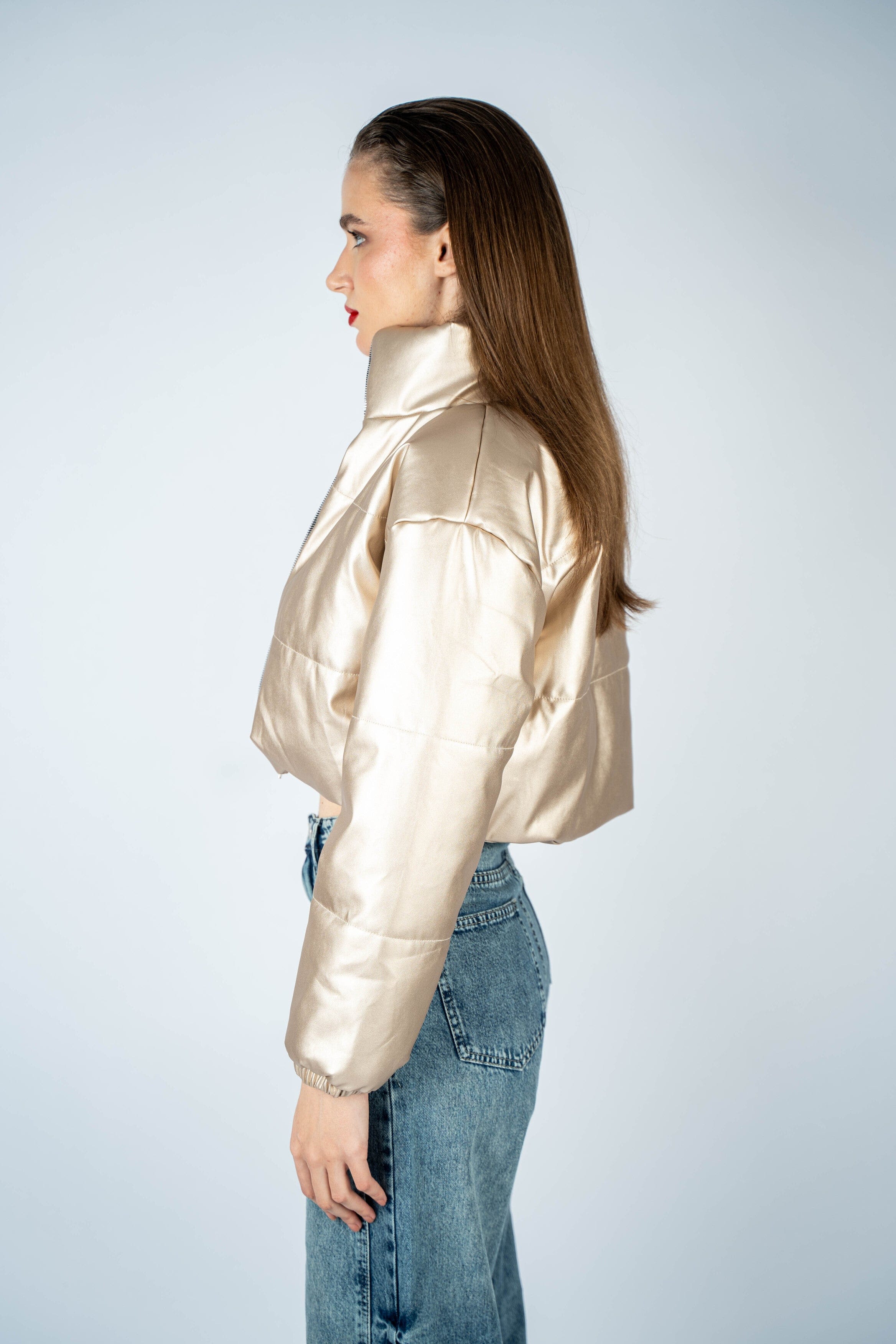 High-Waist Dirty Wash Long Straight Leg Jeans