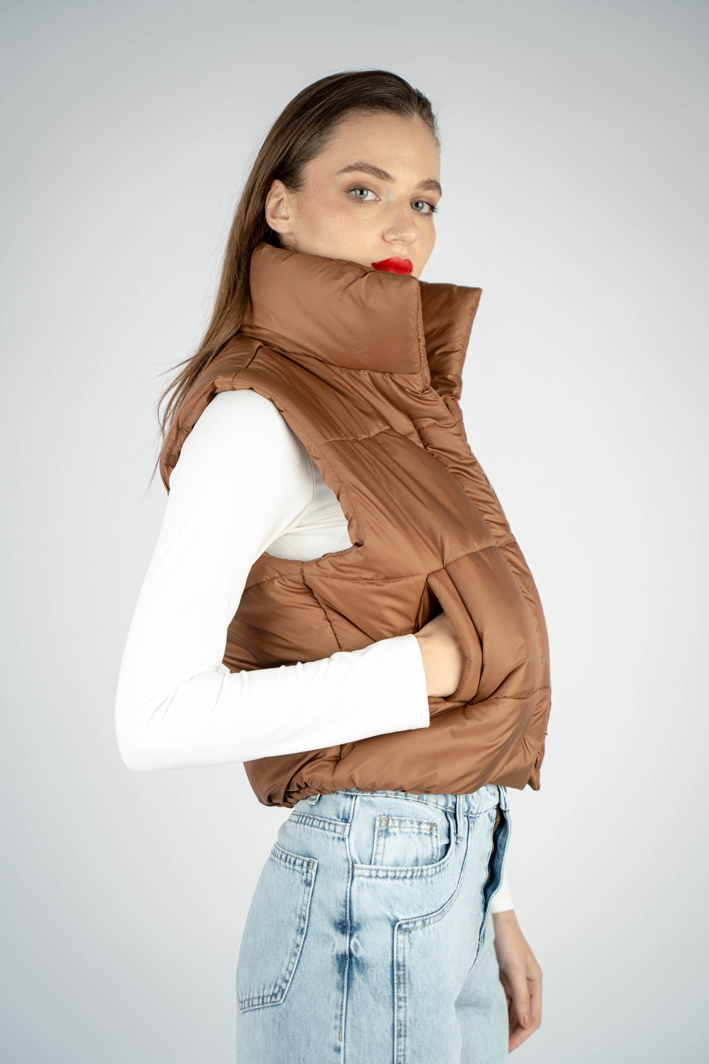 Light Brown Puffer Vest