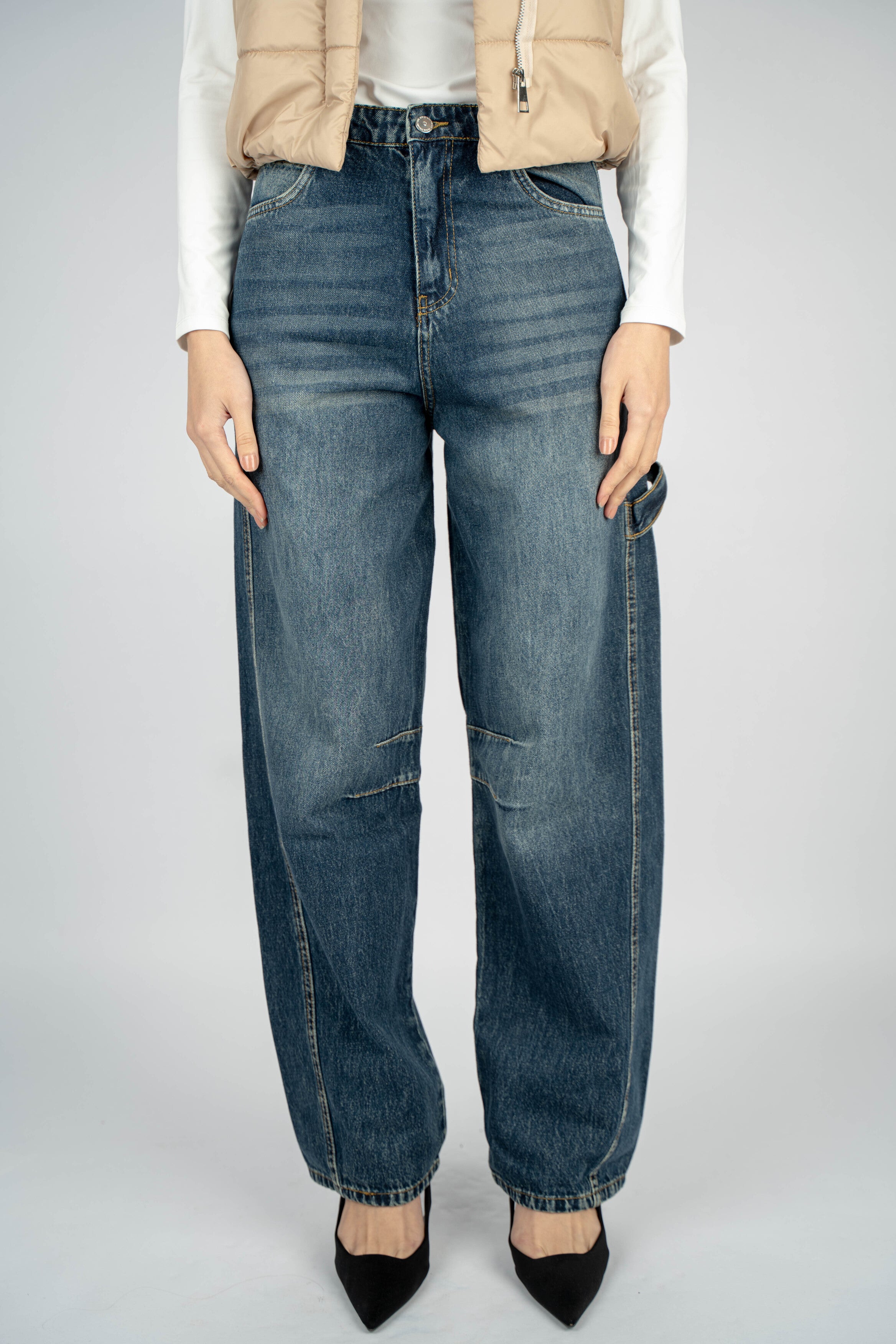 Balloon Tie Jeans Dirty Wash