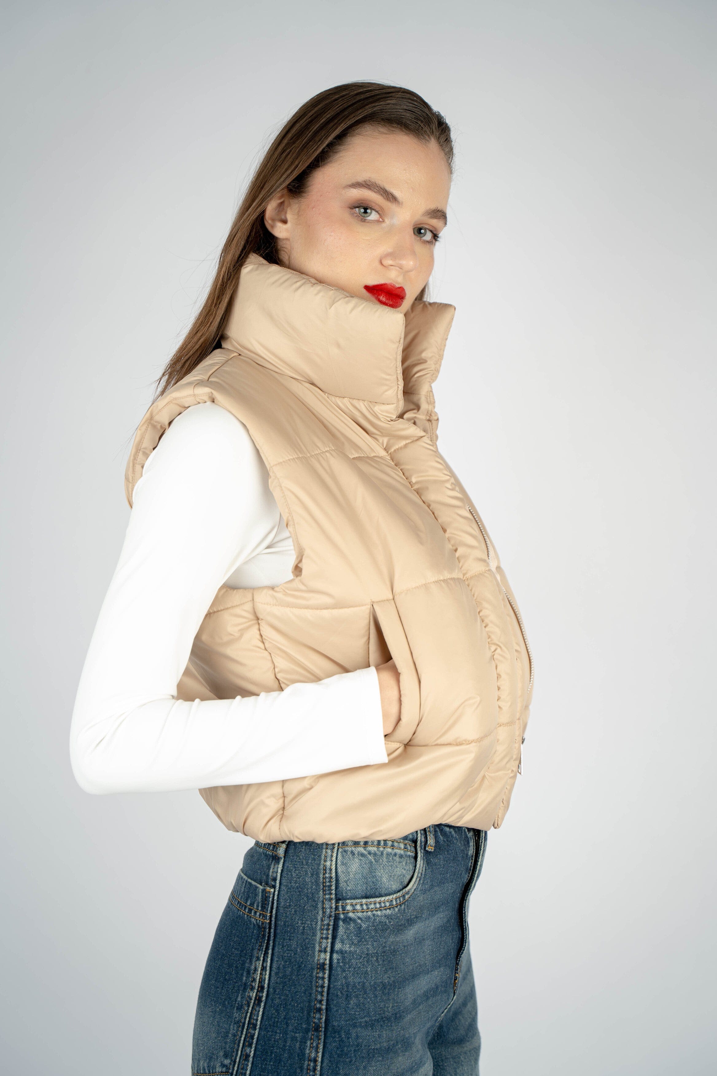 Beige Puffer Vest
