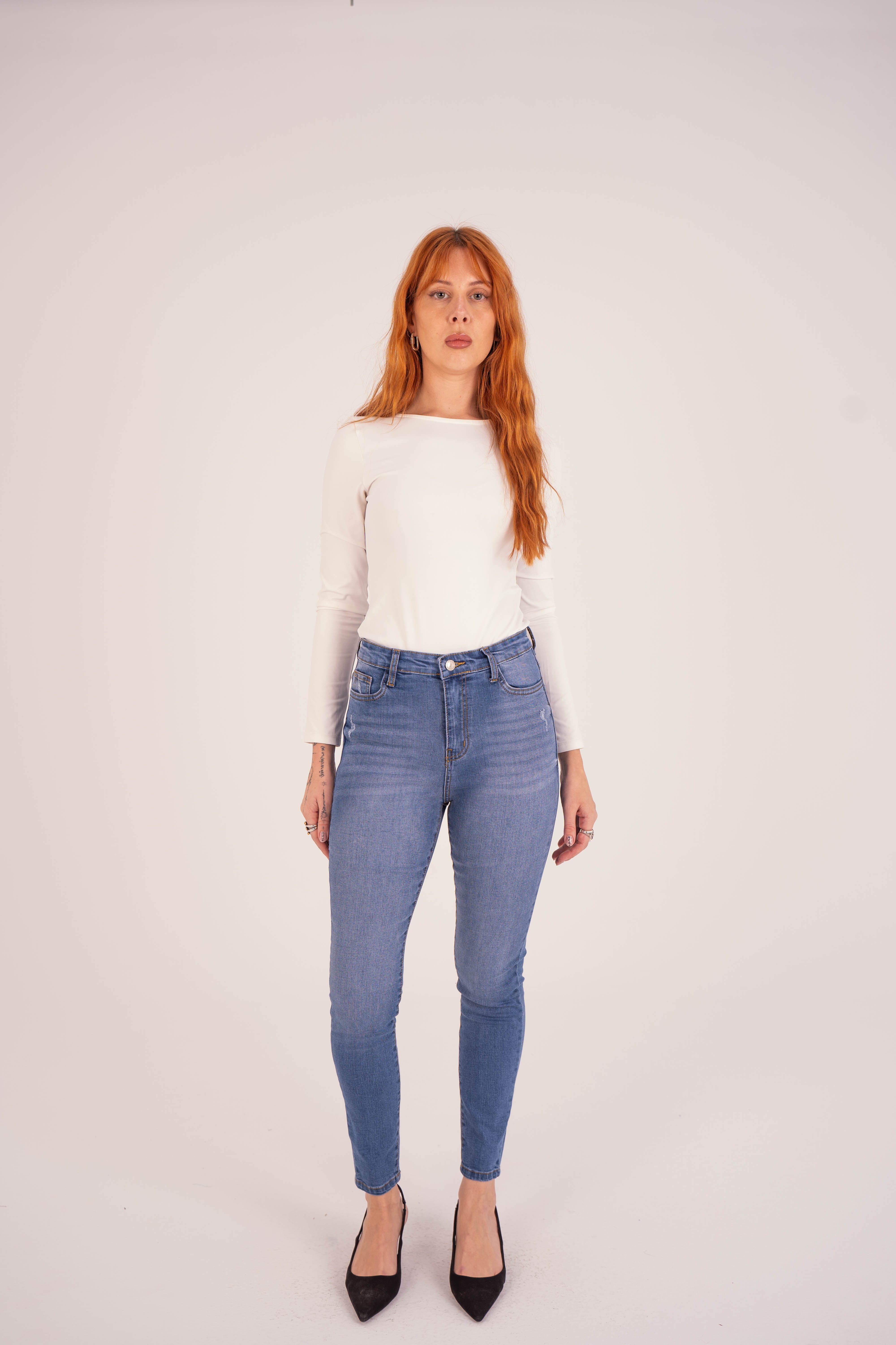 High Waist Super Skinny Medium Blue