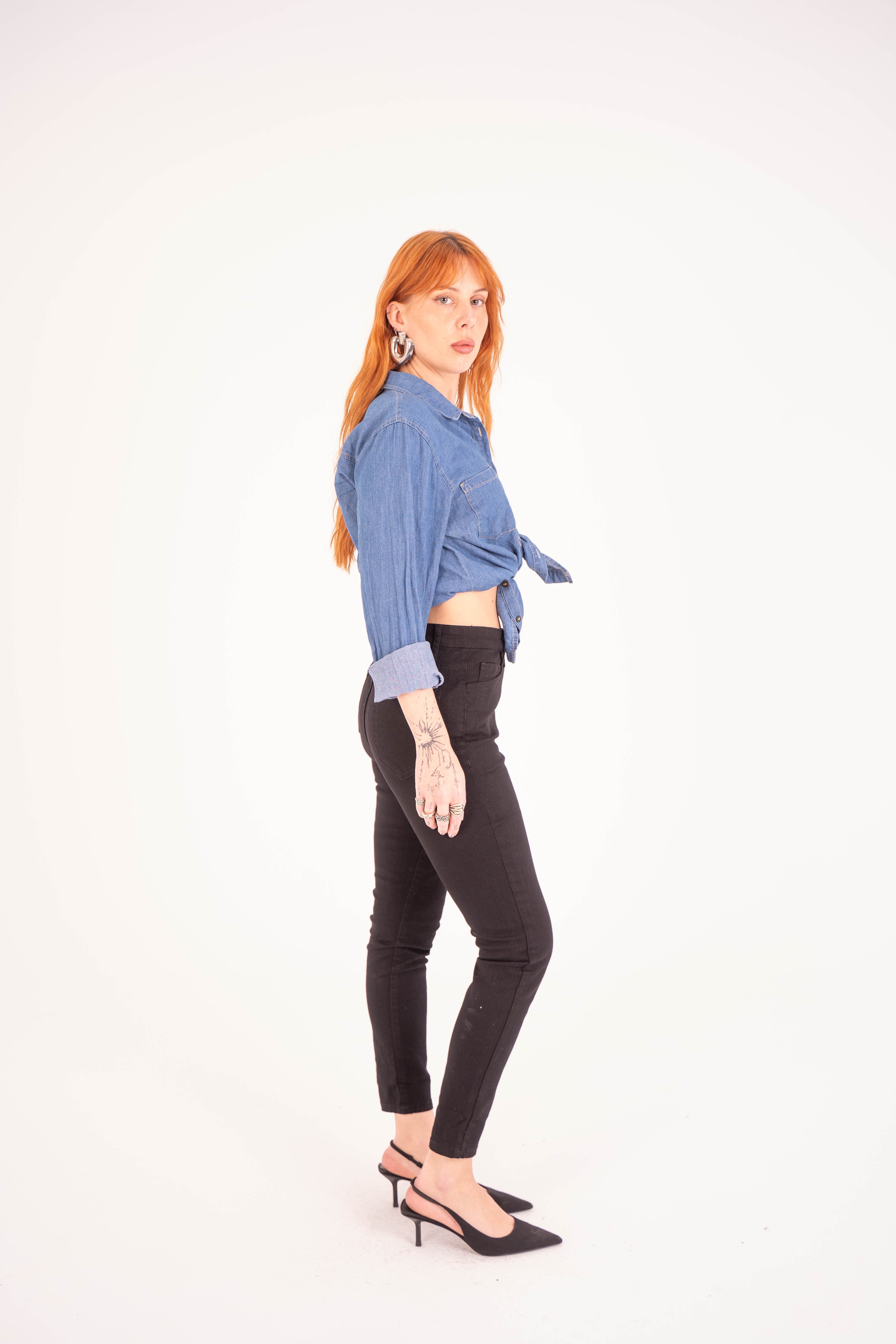 High Waist Super Skinny Ankle Length Black