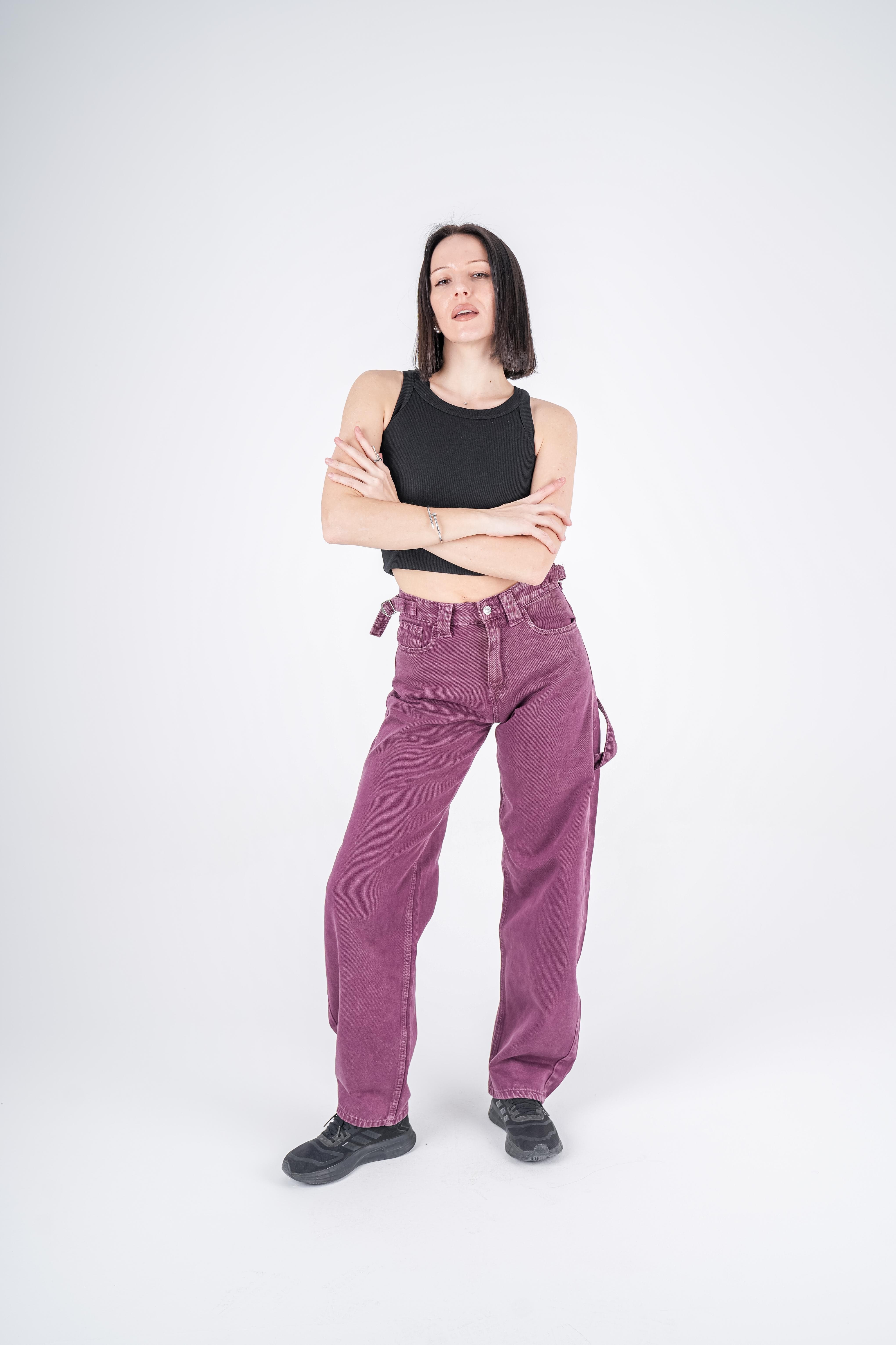 High-Waist Grape Skater Jeans