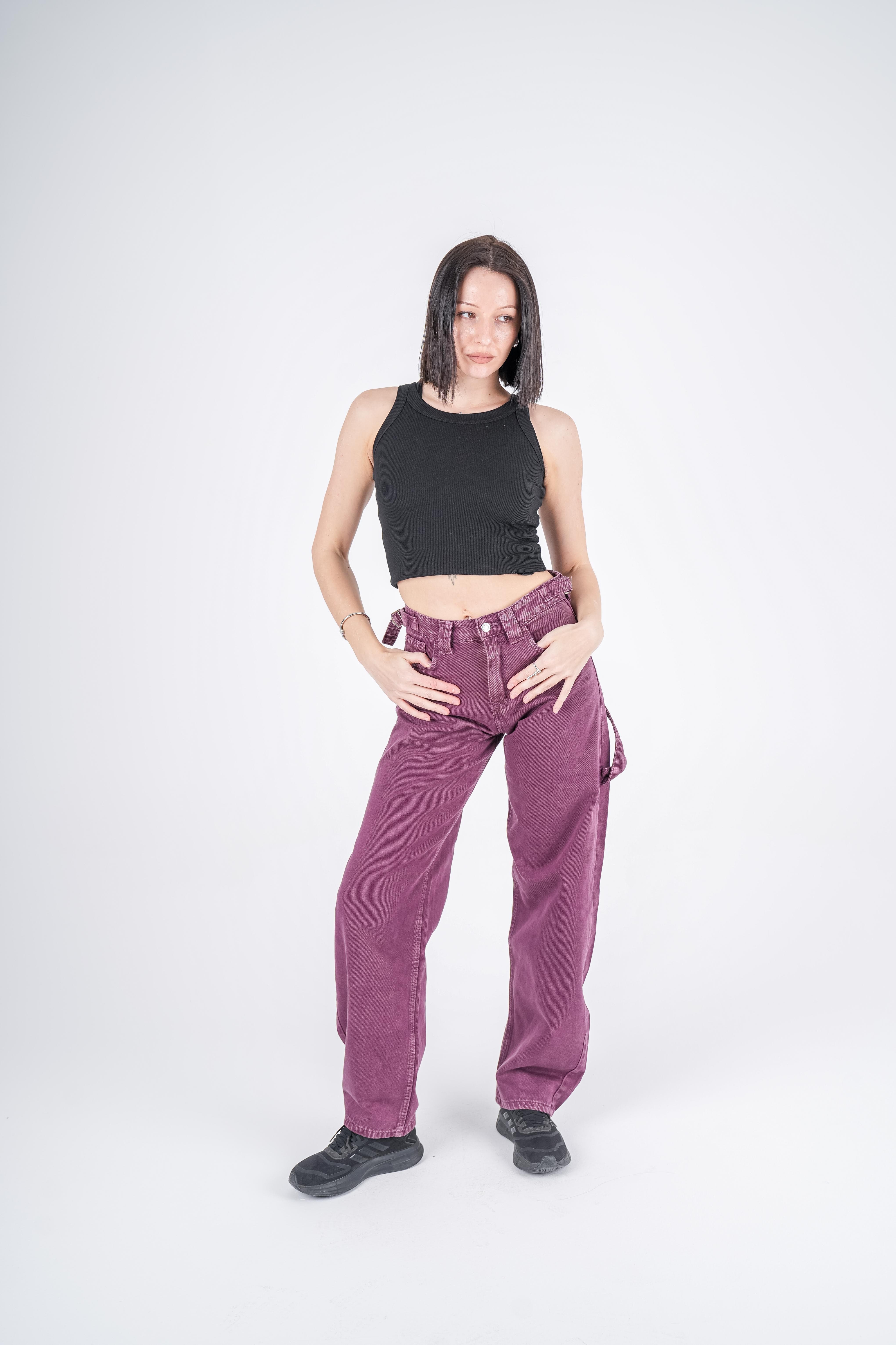 High-Waist Grape Skater Jeans