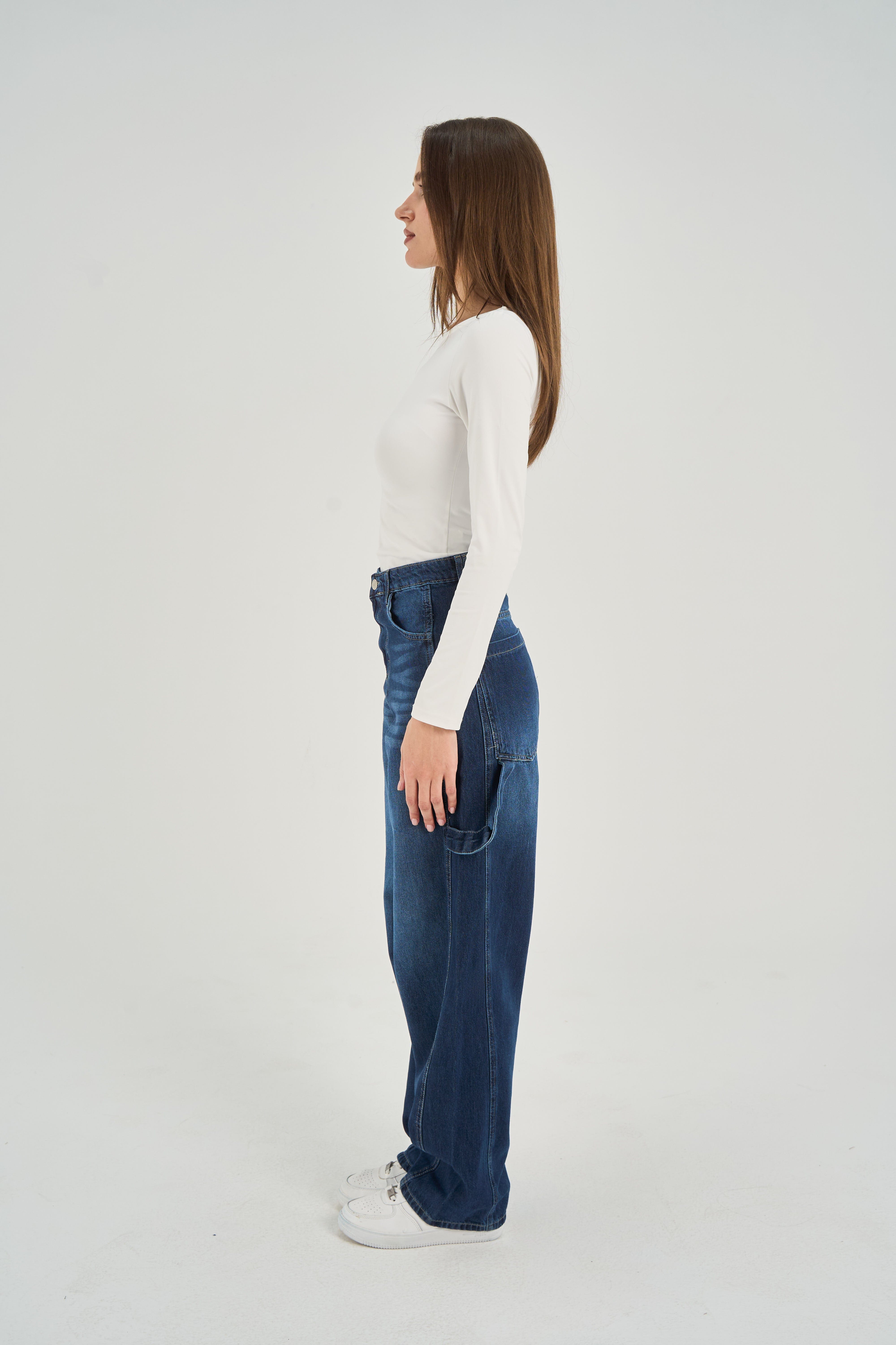 Balloon Tie Jeans Dark Wash