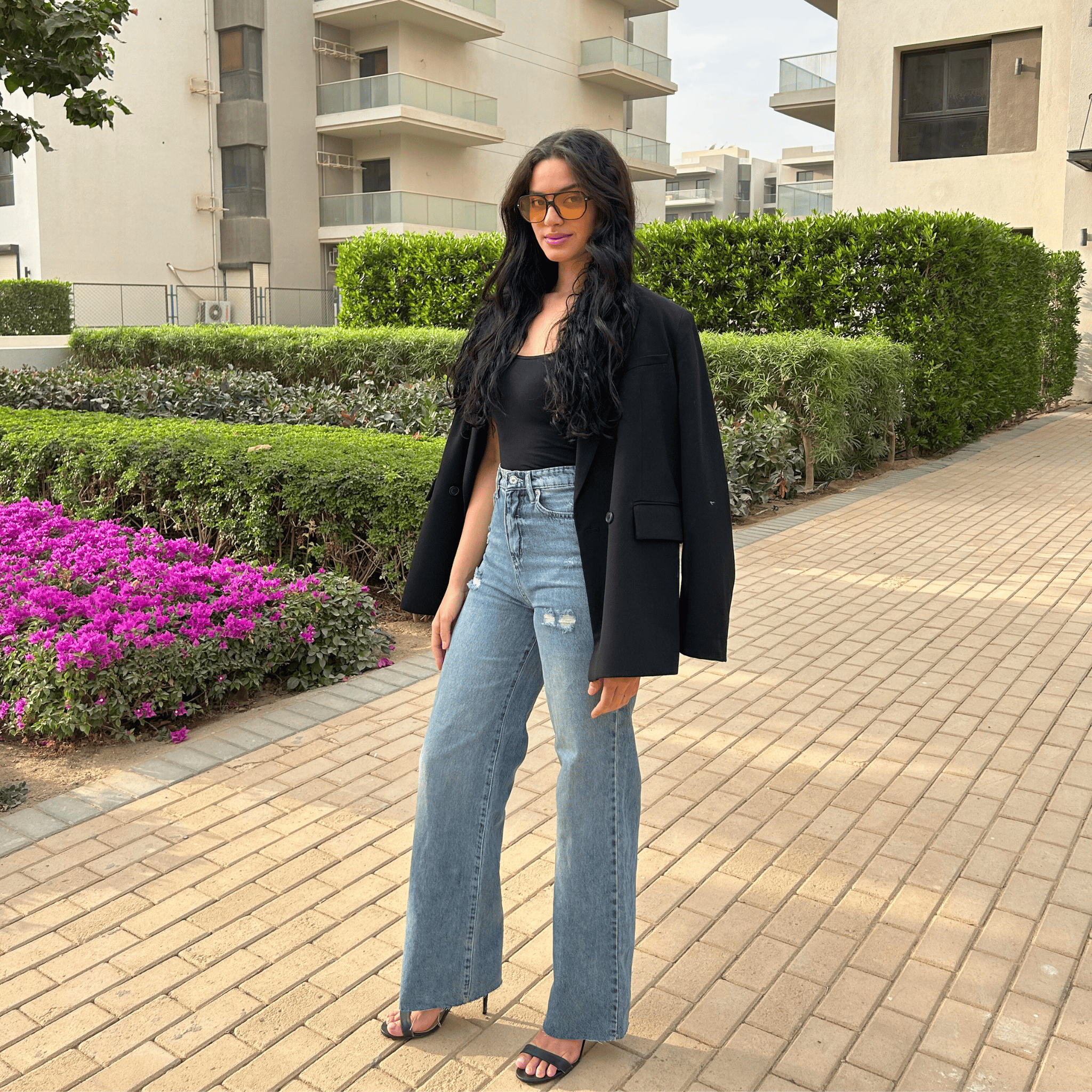 High-Waist Long Straight-Leg Jeans