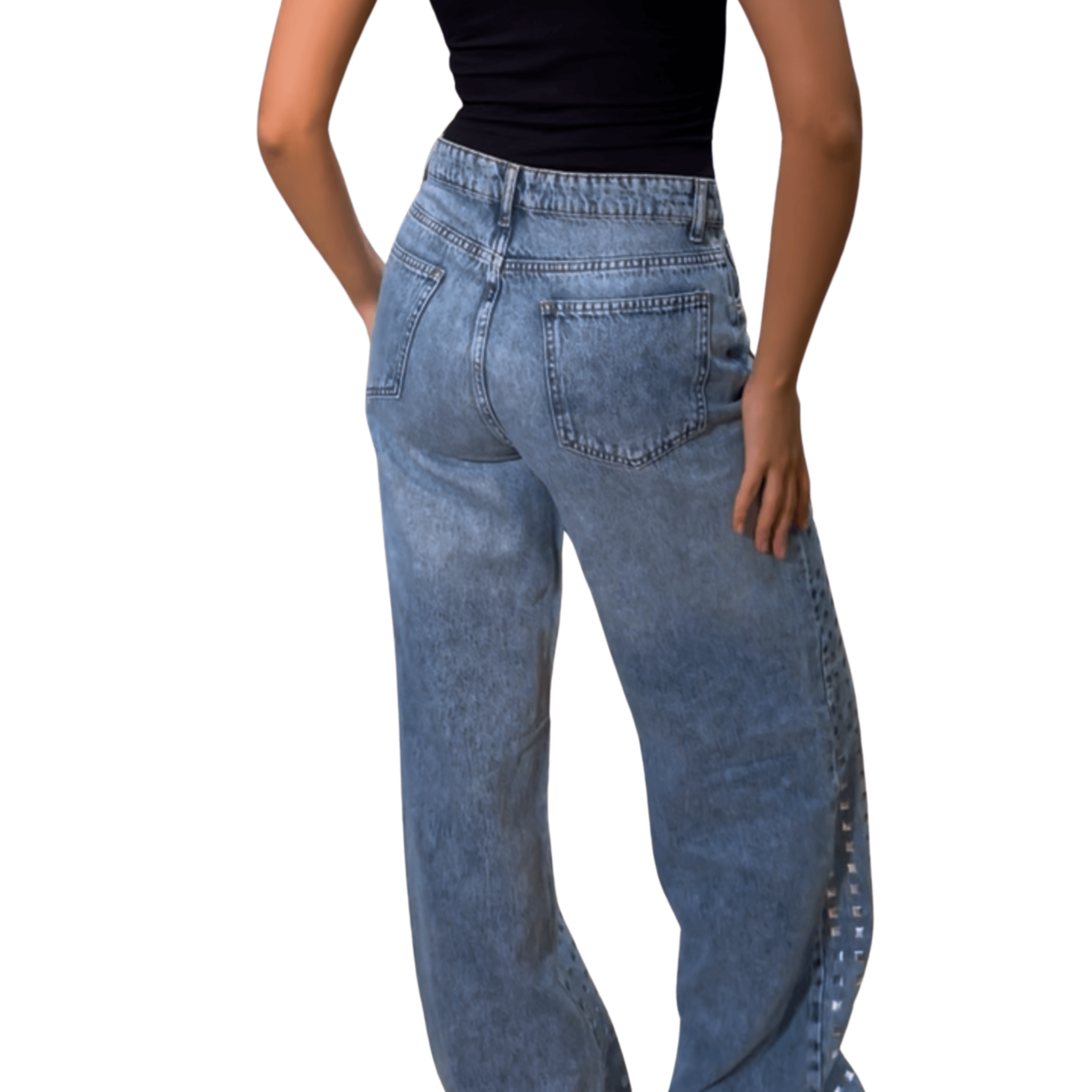 Grid squares Wide-Leg Jeans