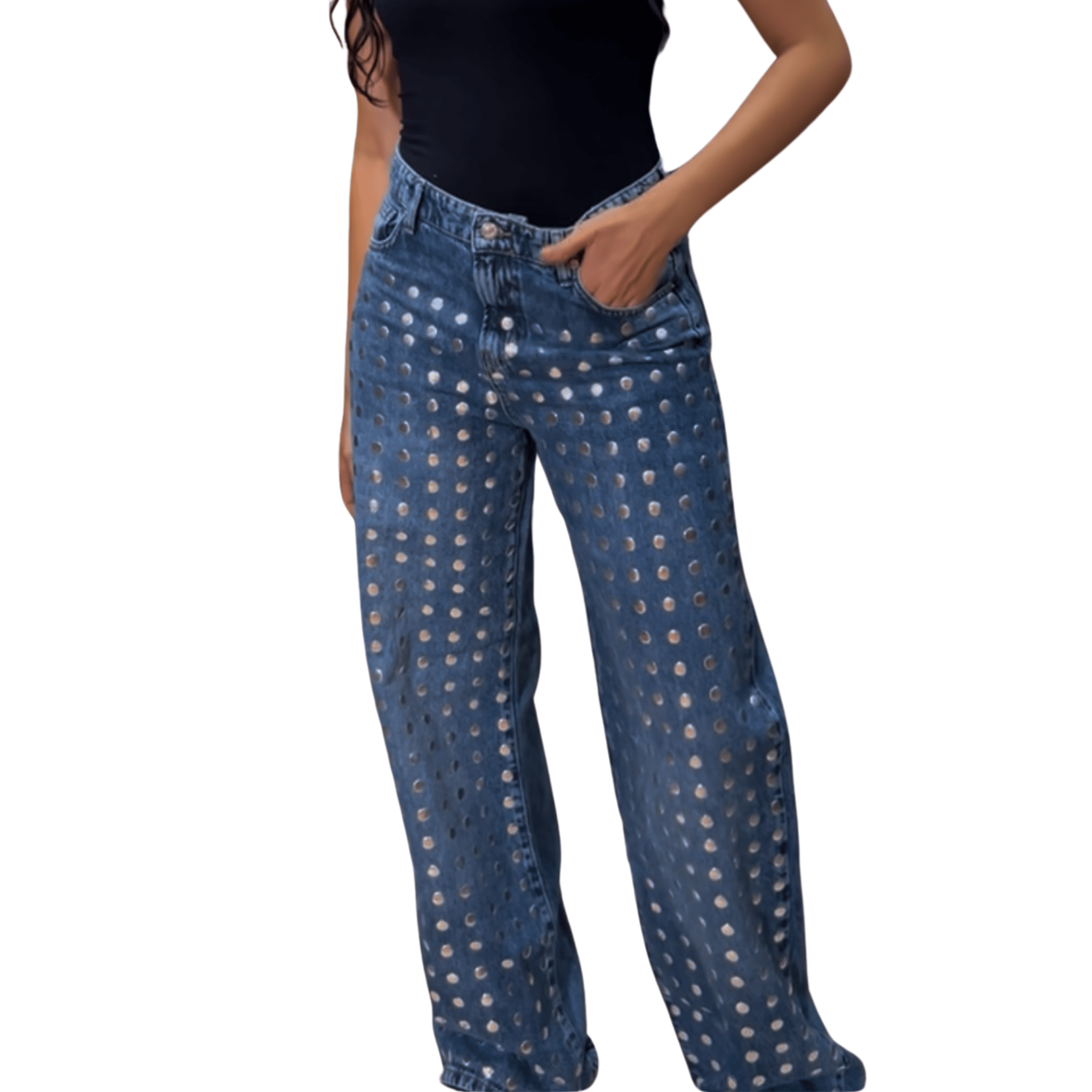 Polka Denim Wide-Leg Jeans