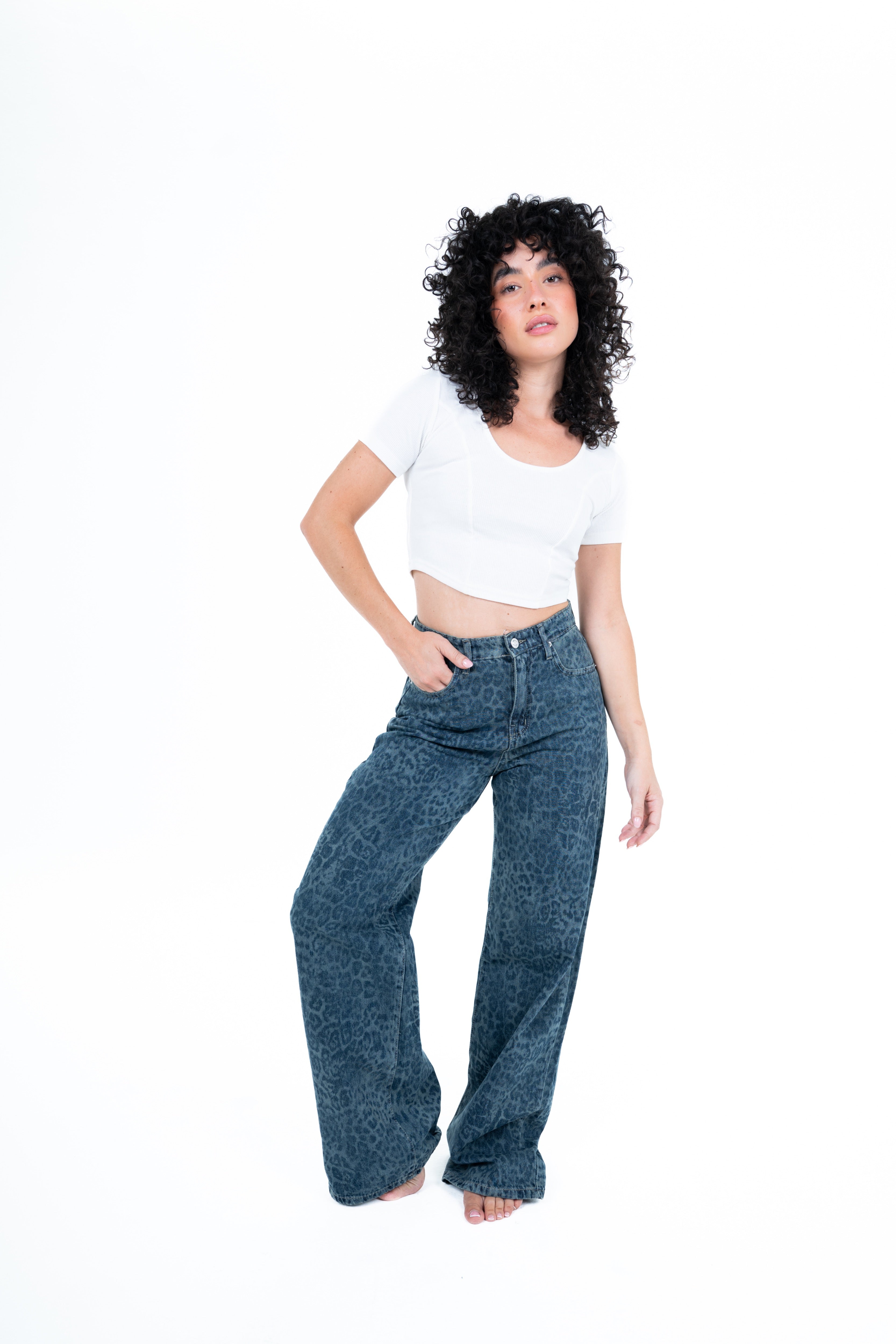 Dirty wash Tiger print jeans